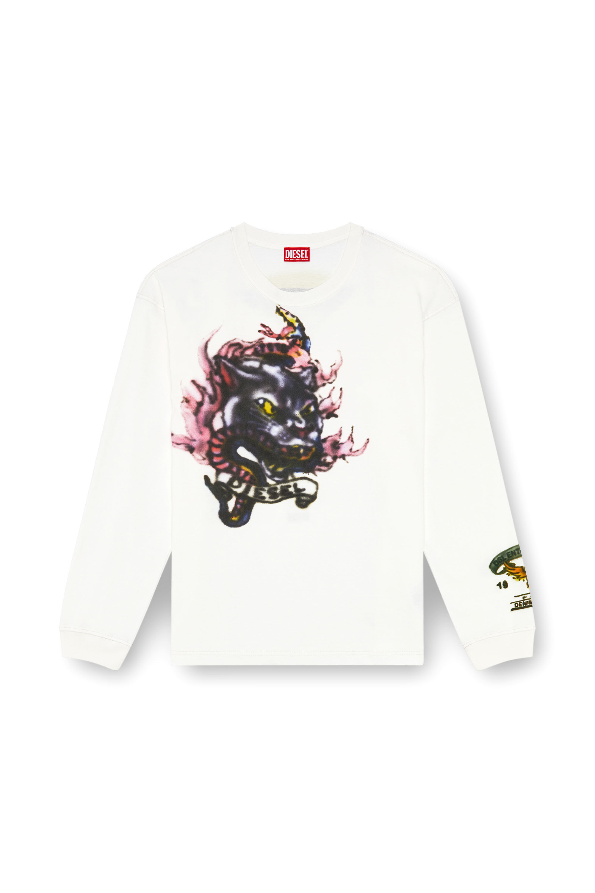 Diesel - T-BOXT-LS-Q9, Man's Long-sleeve T-shirt with blurry prints in White - 2