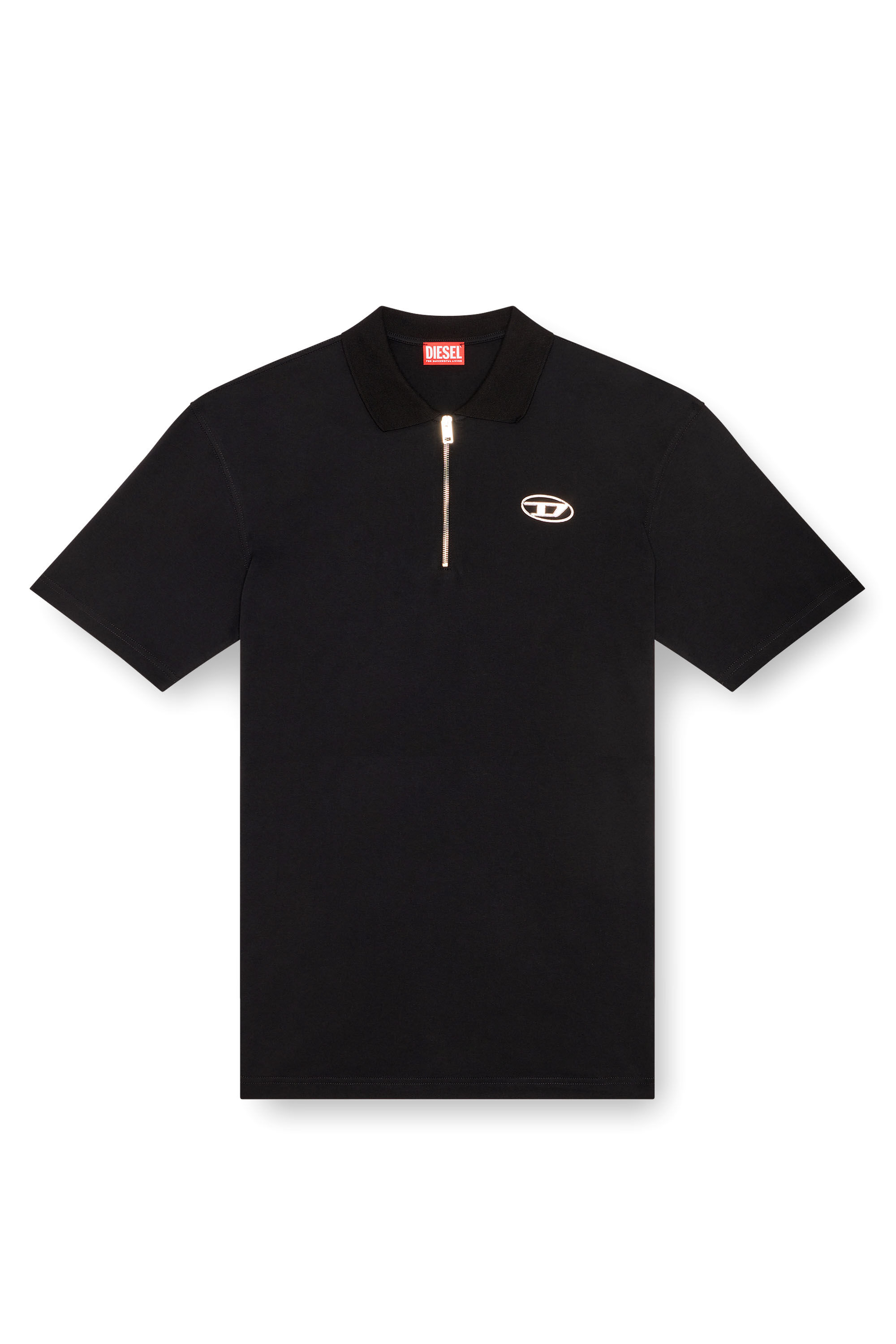 Diesel - T-VOR-OD, Man's Polo shirt with half zip in Black - 2