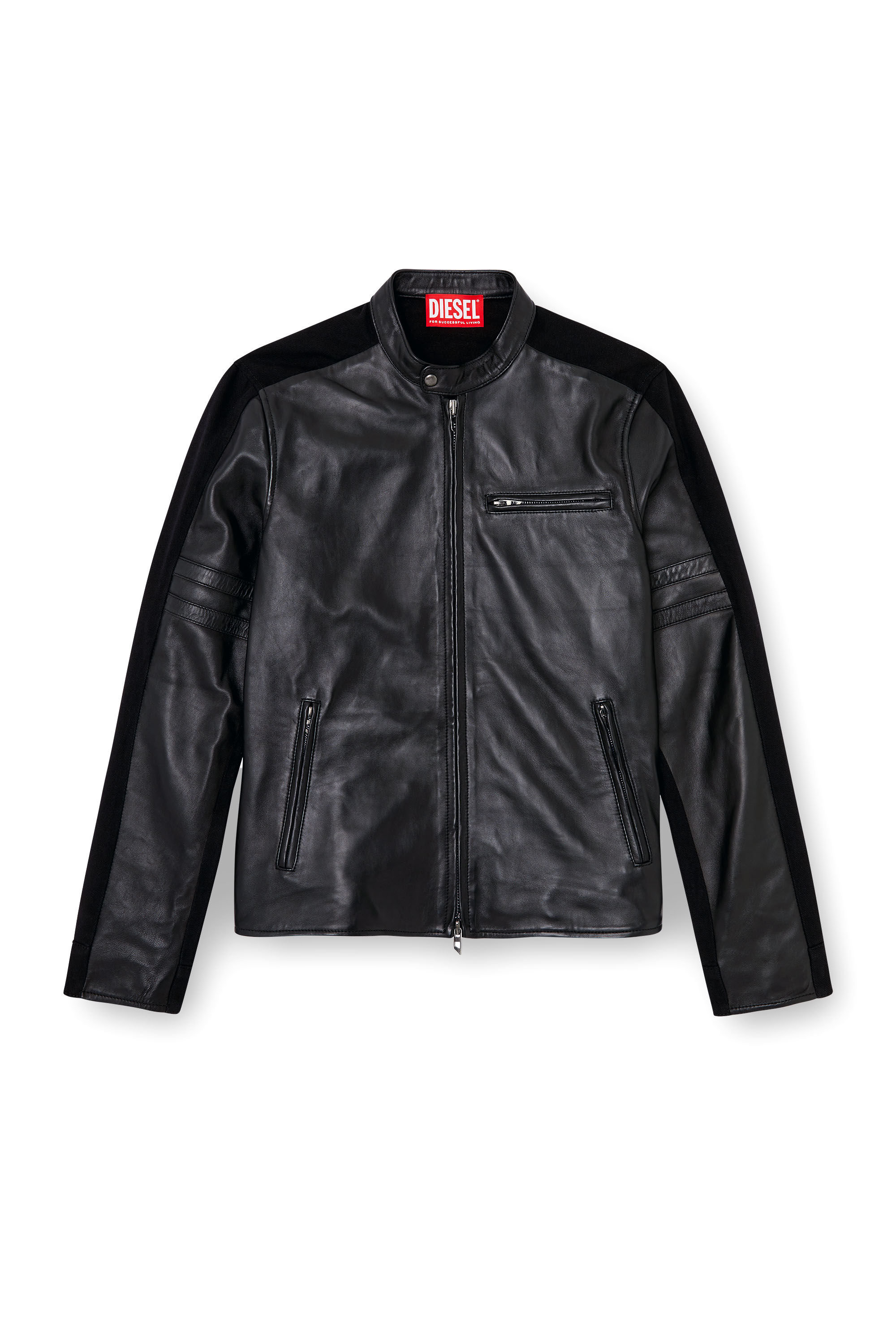 Men's Hybrid denim and leather jacket | Black | Diesel