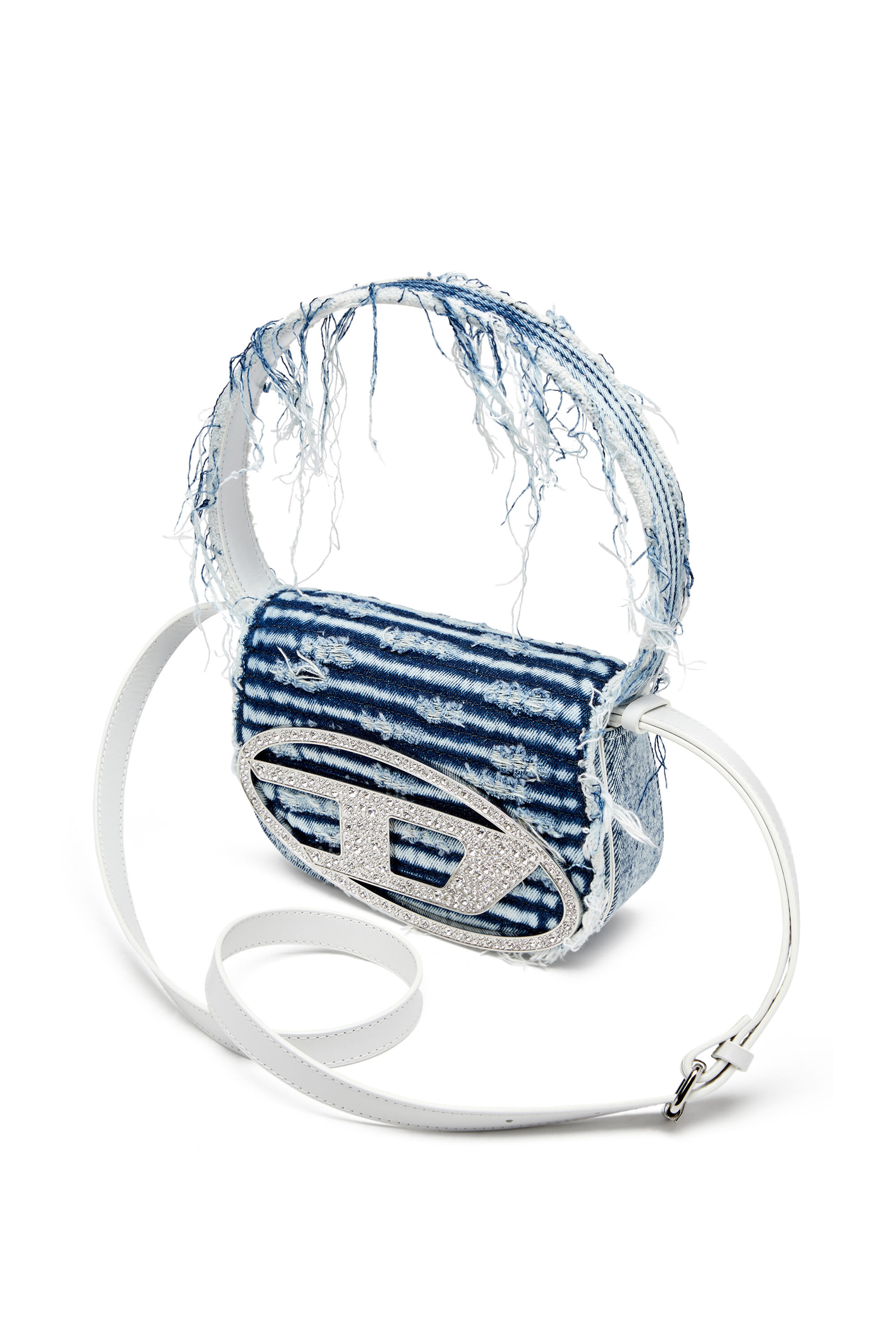 Diesel - 1DR, Woman's 1DR-Iconic shoulder bag in frayed denim in Blue - 2