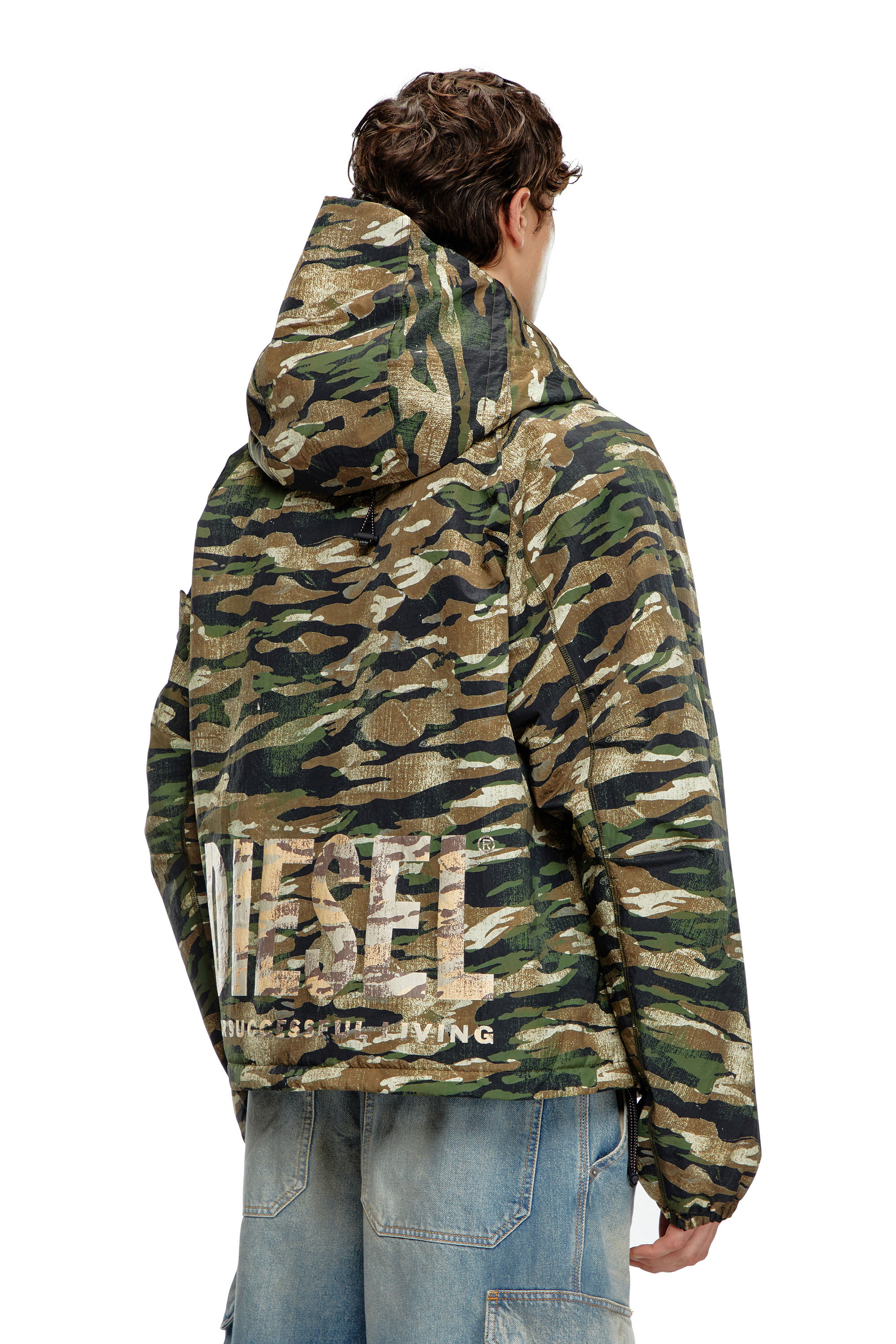 Diesel - AMWT-BERNARD-WT24, Man's Camouflage hooded jacket in Green/Brown - 4