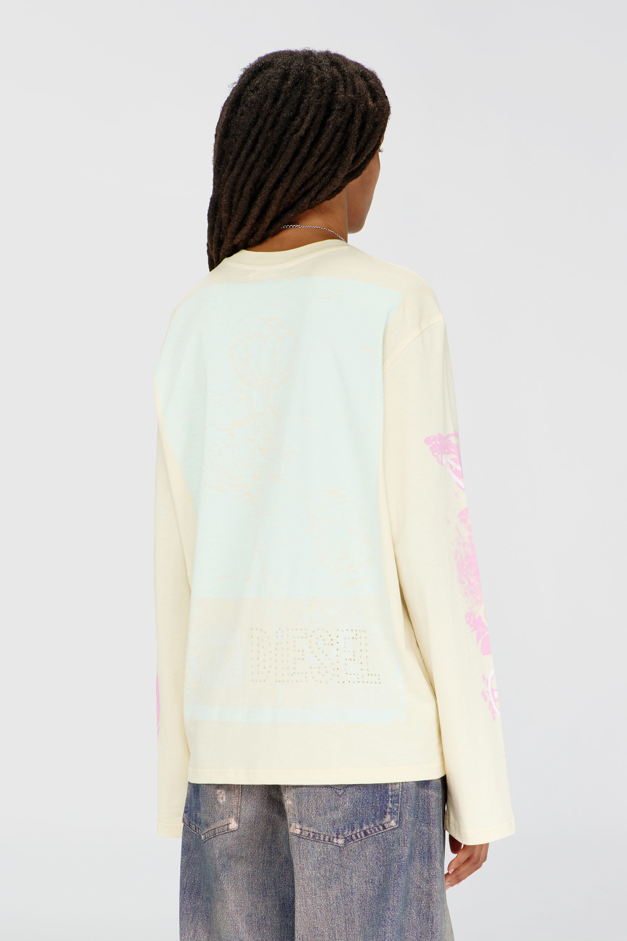 Women's Long-sleeve T-shirt with graphic prints and crystals