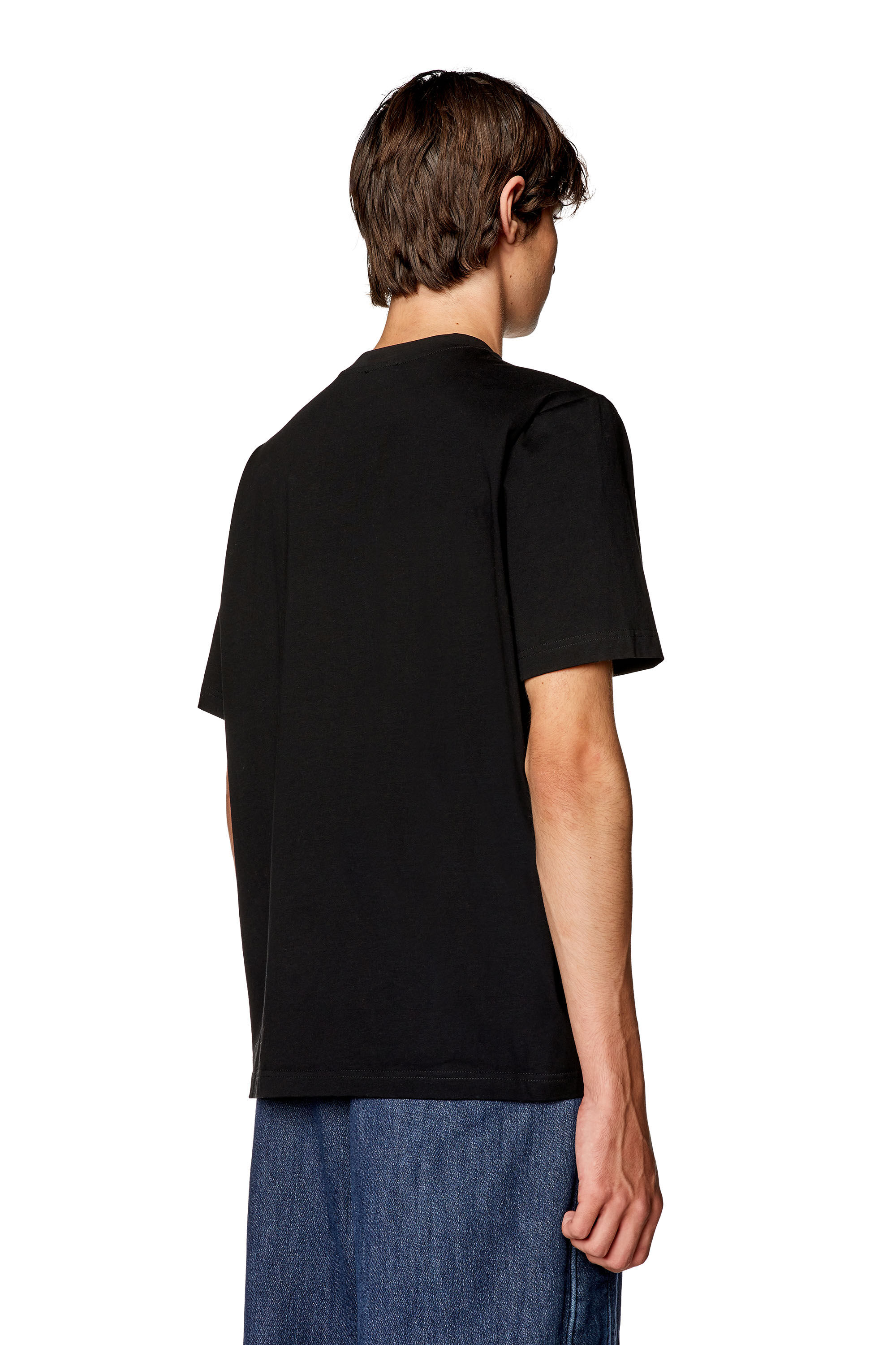 Diesel - T-JUST-MICRODIV, Man's T-shirt with micro-embroidered logo in Black - 4