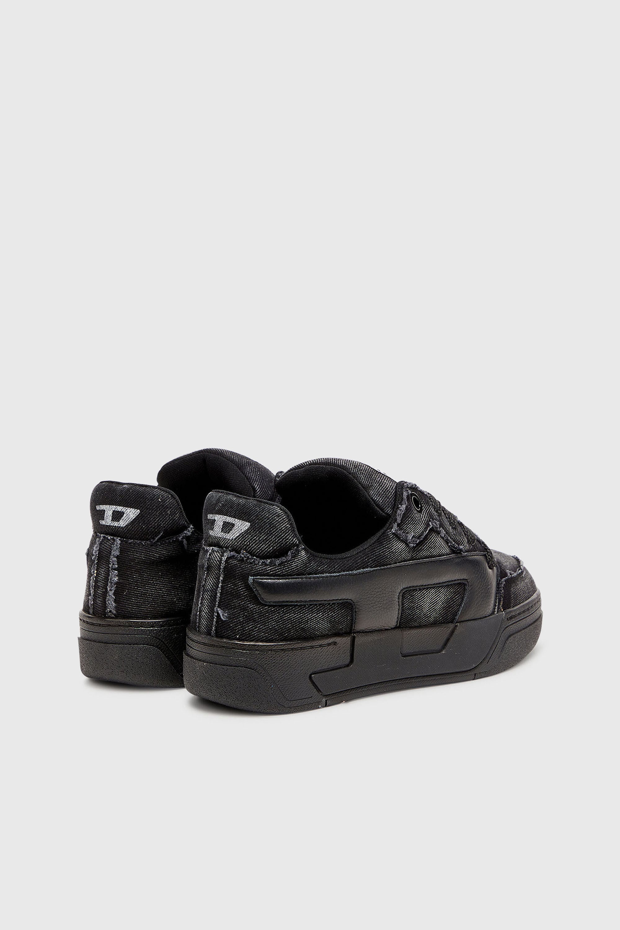Diesel - S-D-OLLIE LOW, Man's S-D-Ollie - Sneakers in frayed denim e leather in Black - 3