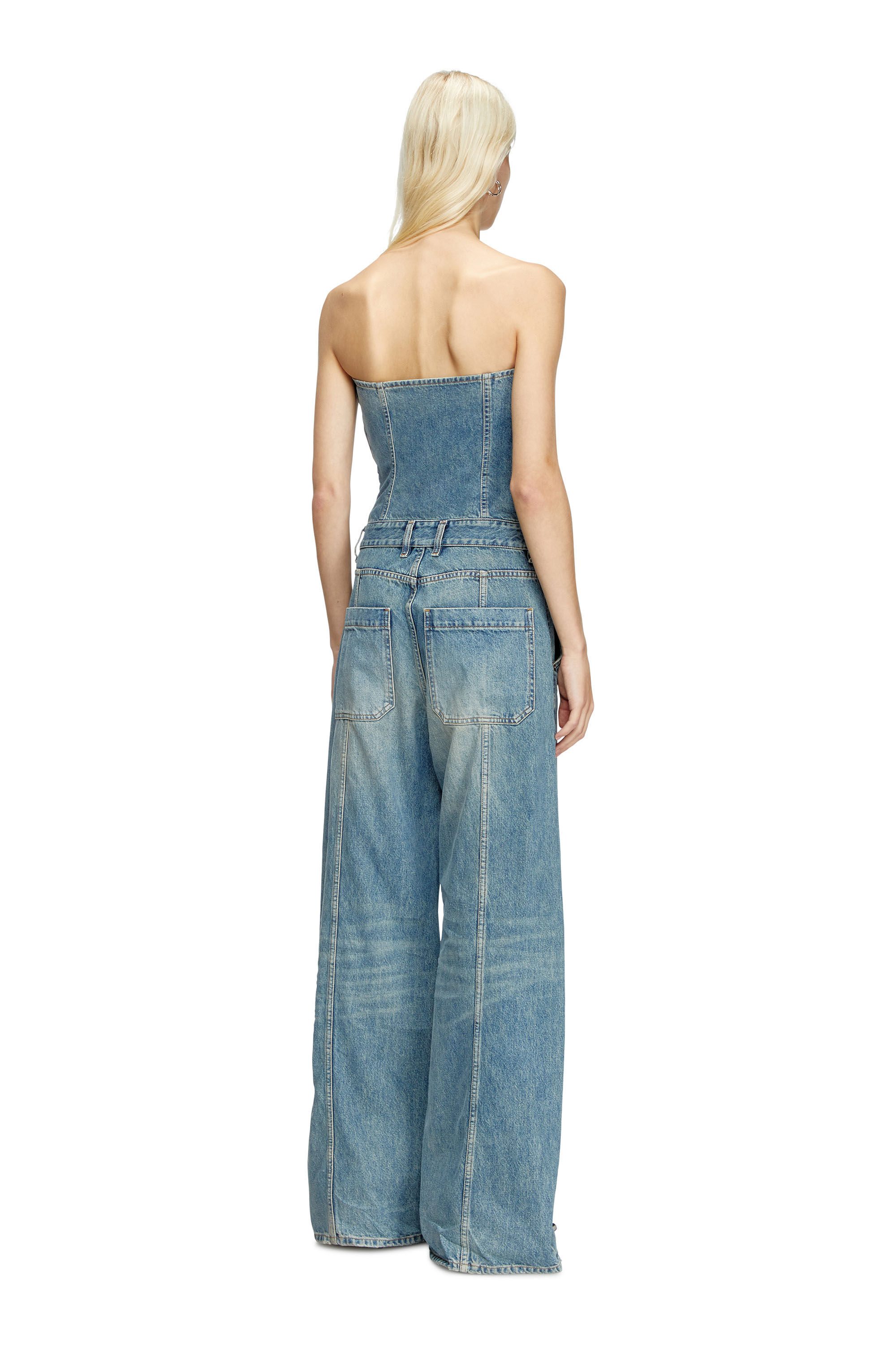 Diesel - DE-BRIDE, Woman's Denim strapless jumpsuit in Light Blue - 2