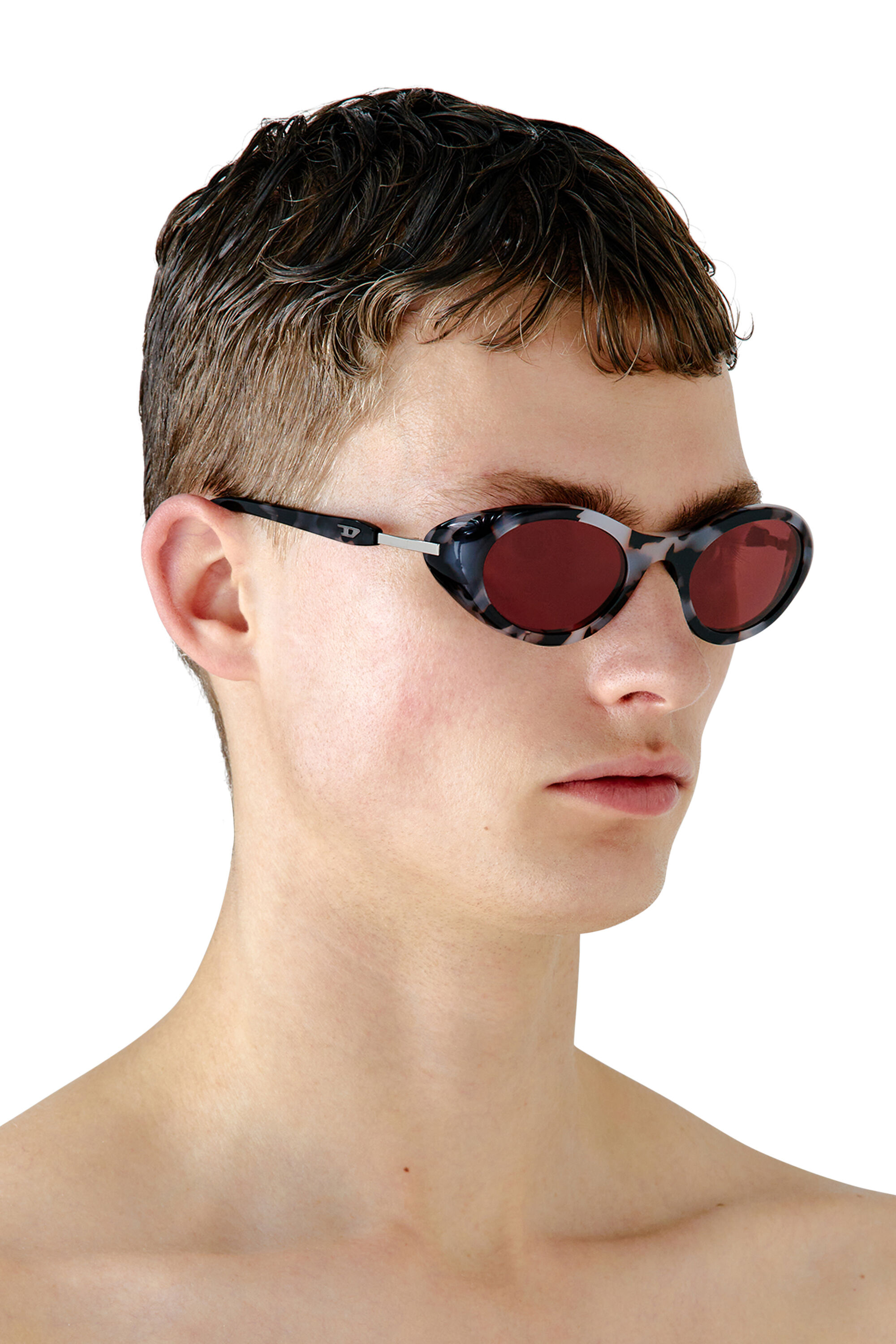 Diesel - 0DL2004, Unisex's Wrap-around shape sunglasses in Grey Havana/Red - 4