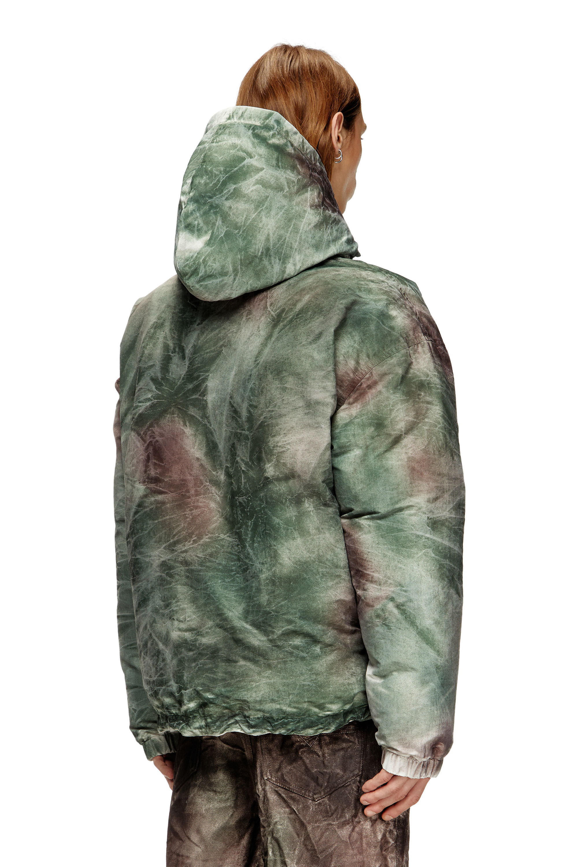 Diesel - W-THUG-JKT-PUFFY, Unisex's Puffy hooded jacket in camo nylon in Brown/Green - 4