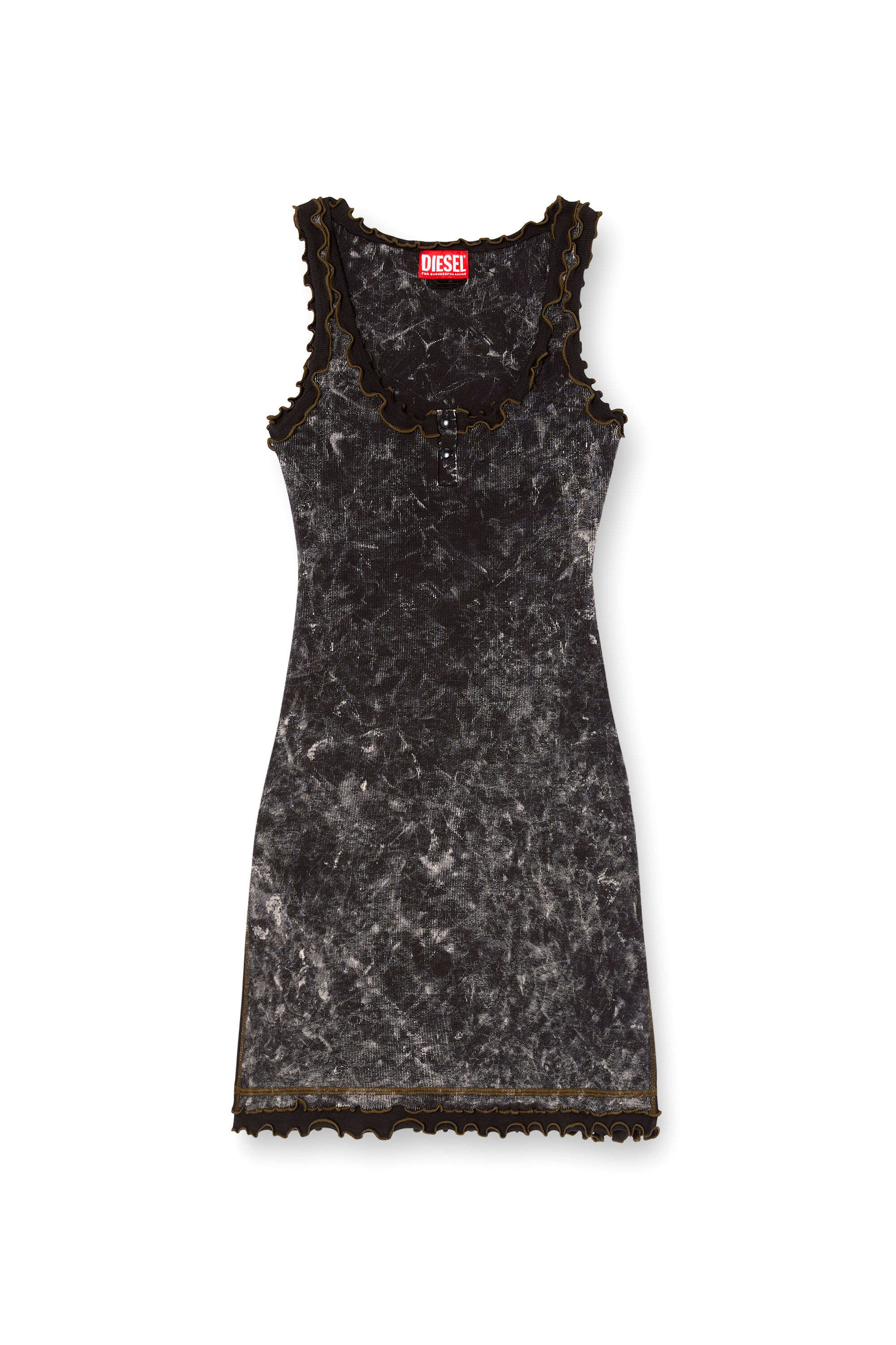 Diesel - D-CERTA, Woman's Stretch mini dress with contrasting trims in Black - 2