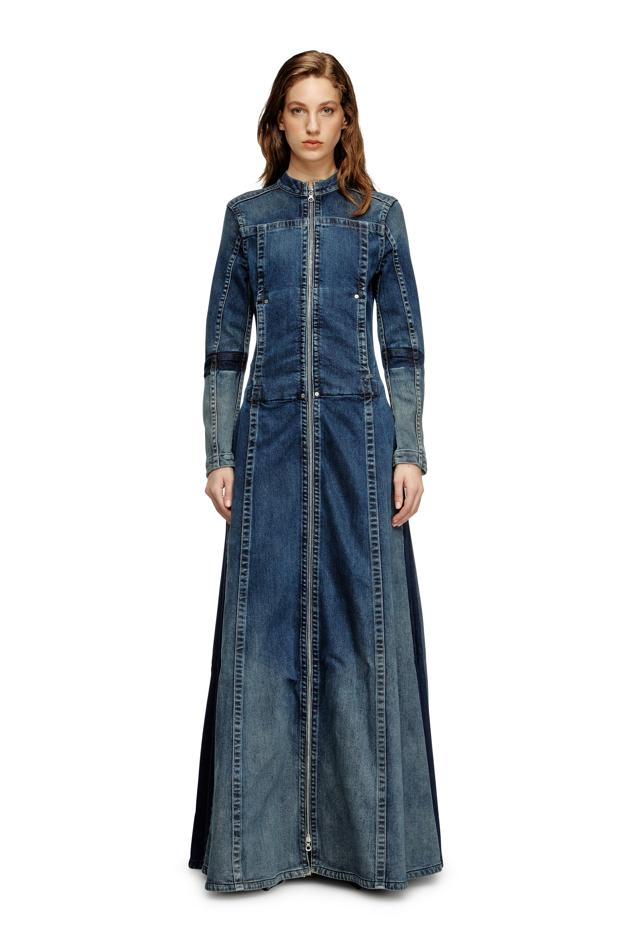 Diesel - DE-RO1-RE-FSG, Woman's Maxi dress in Rehab denim in Dark Blue - 1
