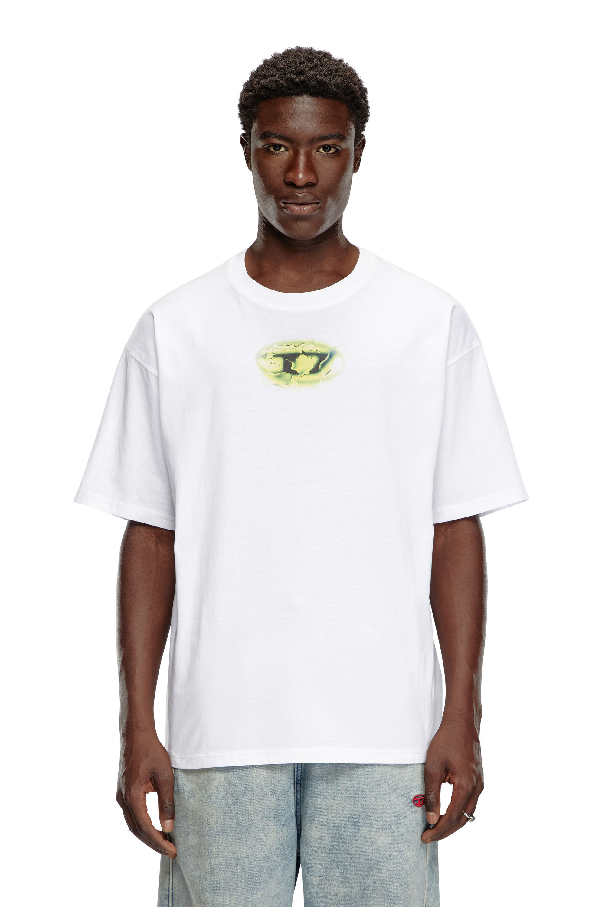 Diesel - T-BOXT-K3, Man's T-shirt with glowing-effect logo in White - 3