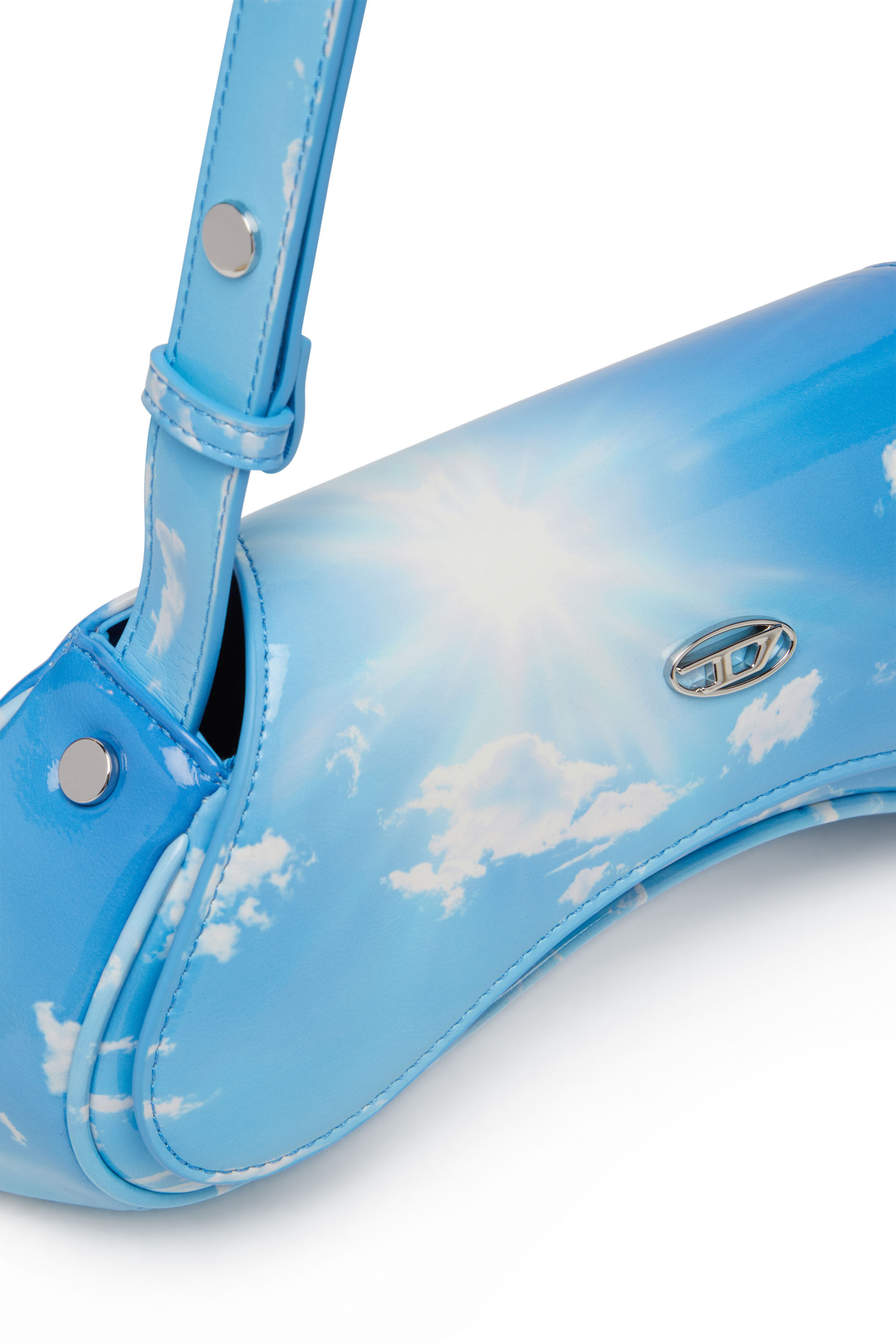Diesel - PLAY CROSSBODY, Woman's Play-Shoulder bag in printed glossy PU in Light Blue - 5