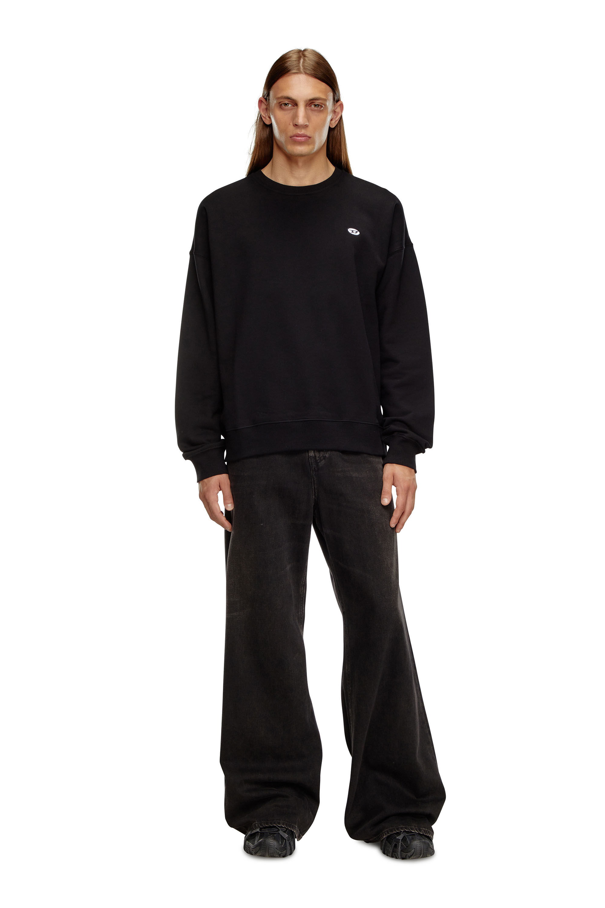 Diesel - S-ROB-DOVAL-PJ, Man's Sweatshirt with oval D patch in Black - 1