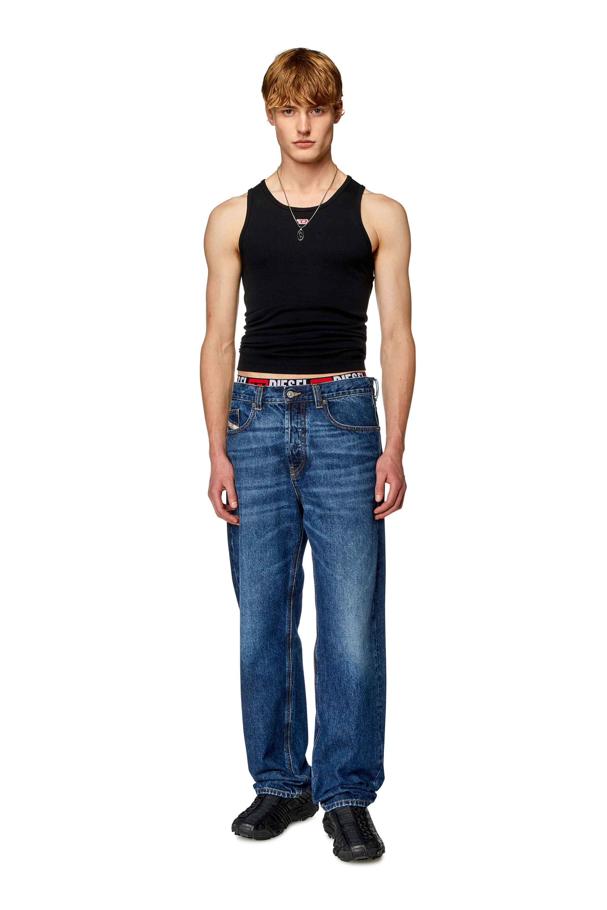 Diesel - T-LIFTY-D, Man's Tank top with mini D logo patch in Black - 1