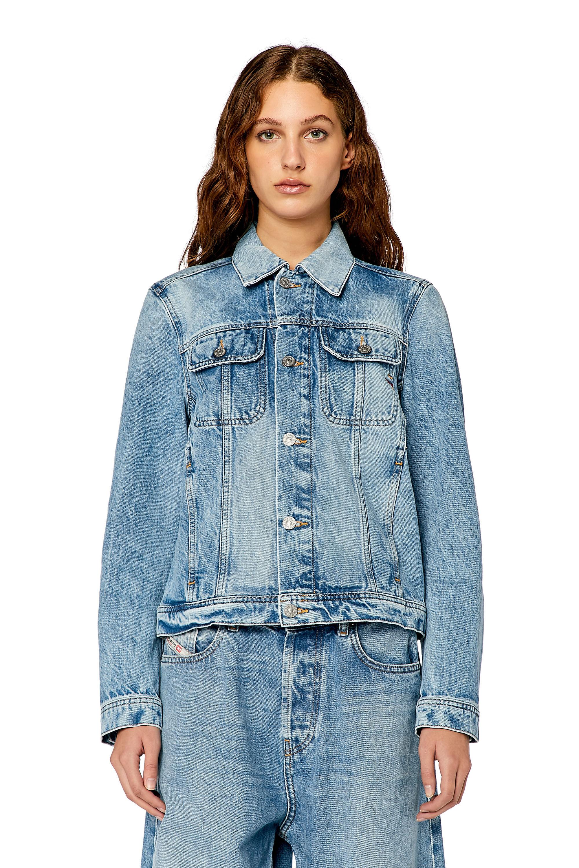 Diesel - DE-BONNY, Woman's Trucker jacket in denim in Light Blue - 4