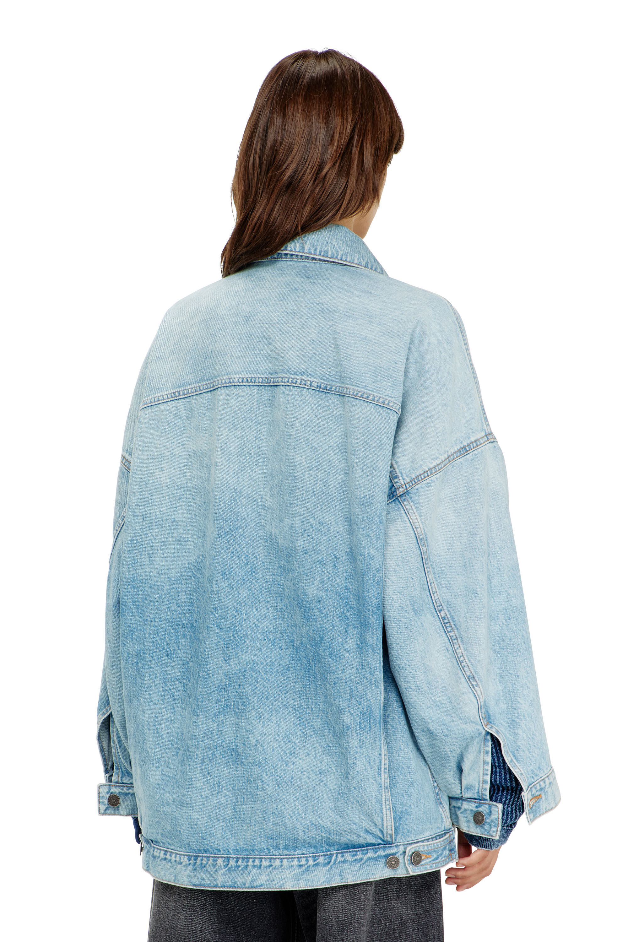 Diesel - DE-LIN, Woman's Oversized denim workwear jacket in Light Blue - 4