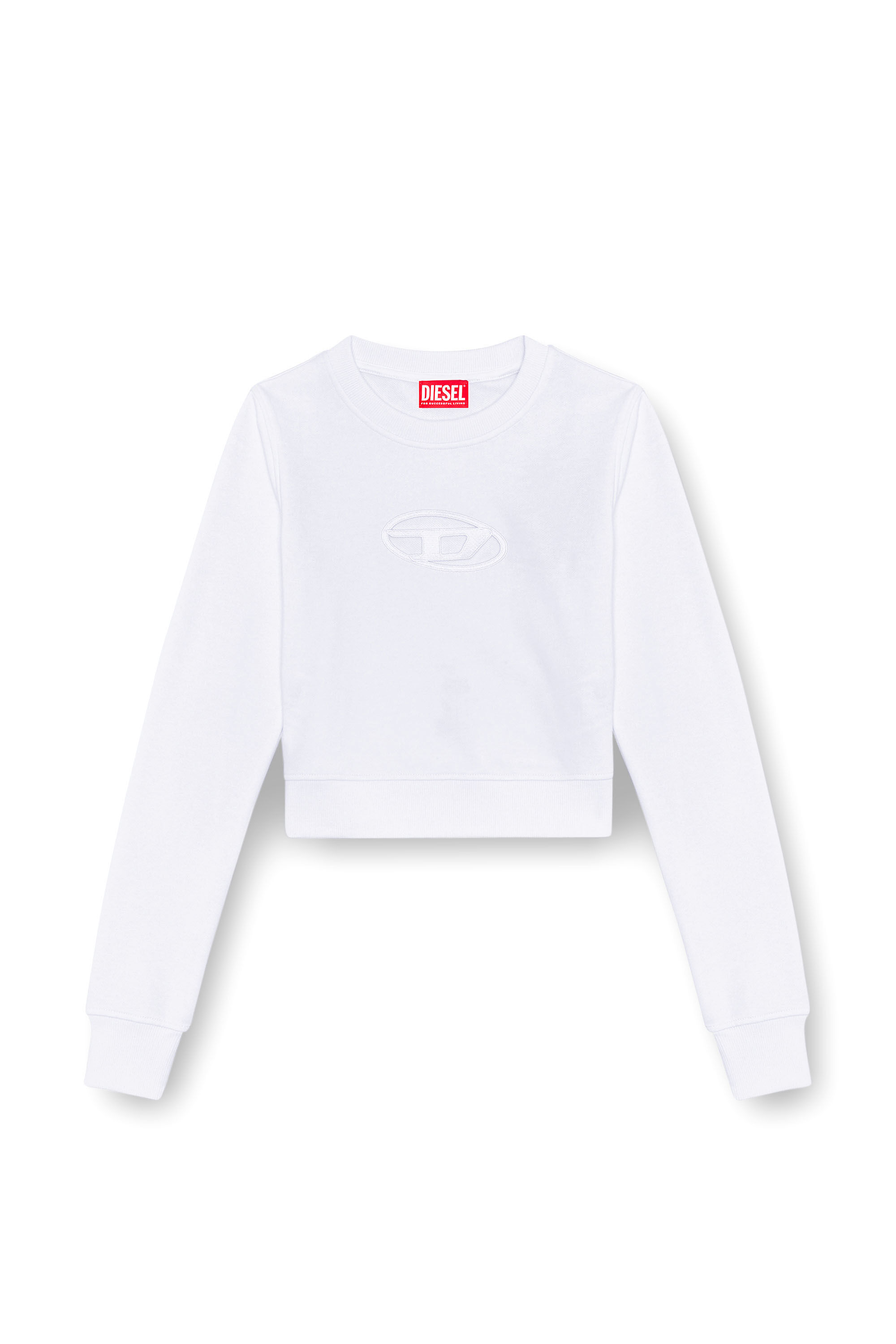 Diesel - F-SLIMMY-OD, Woman's Cropped sweatshirt with cut-out logo in White - 2