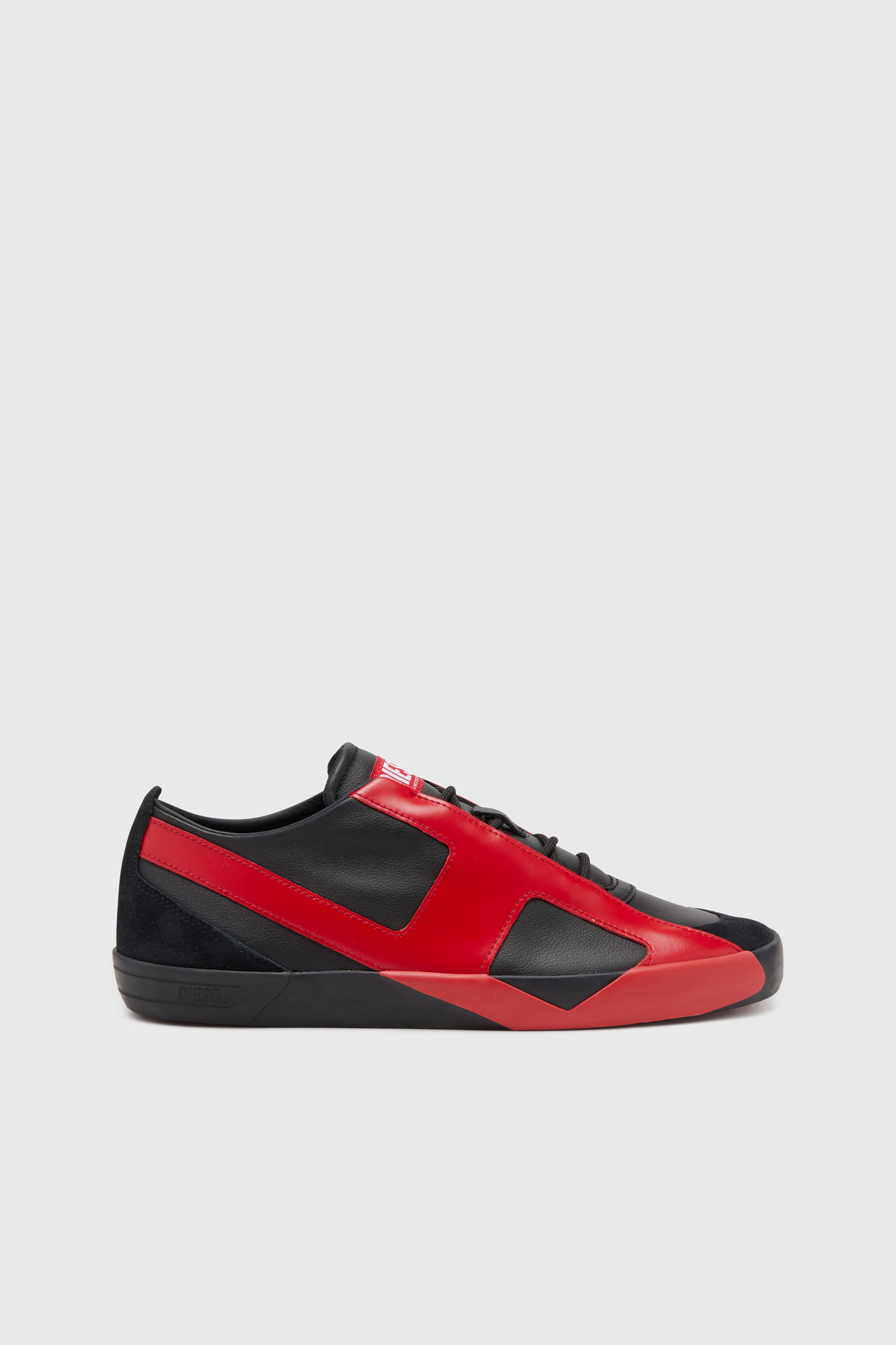 Diesel - S-SLANTE-D LOW, Man's S-Slante-D-Sneakers in suede and leather with D logo in Black/Red - 1