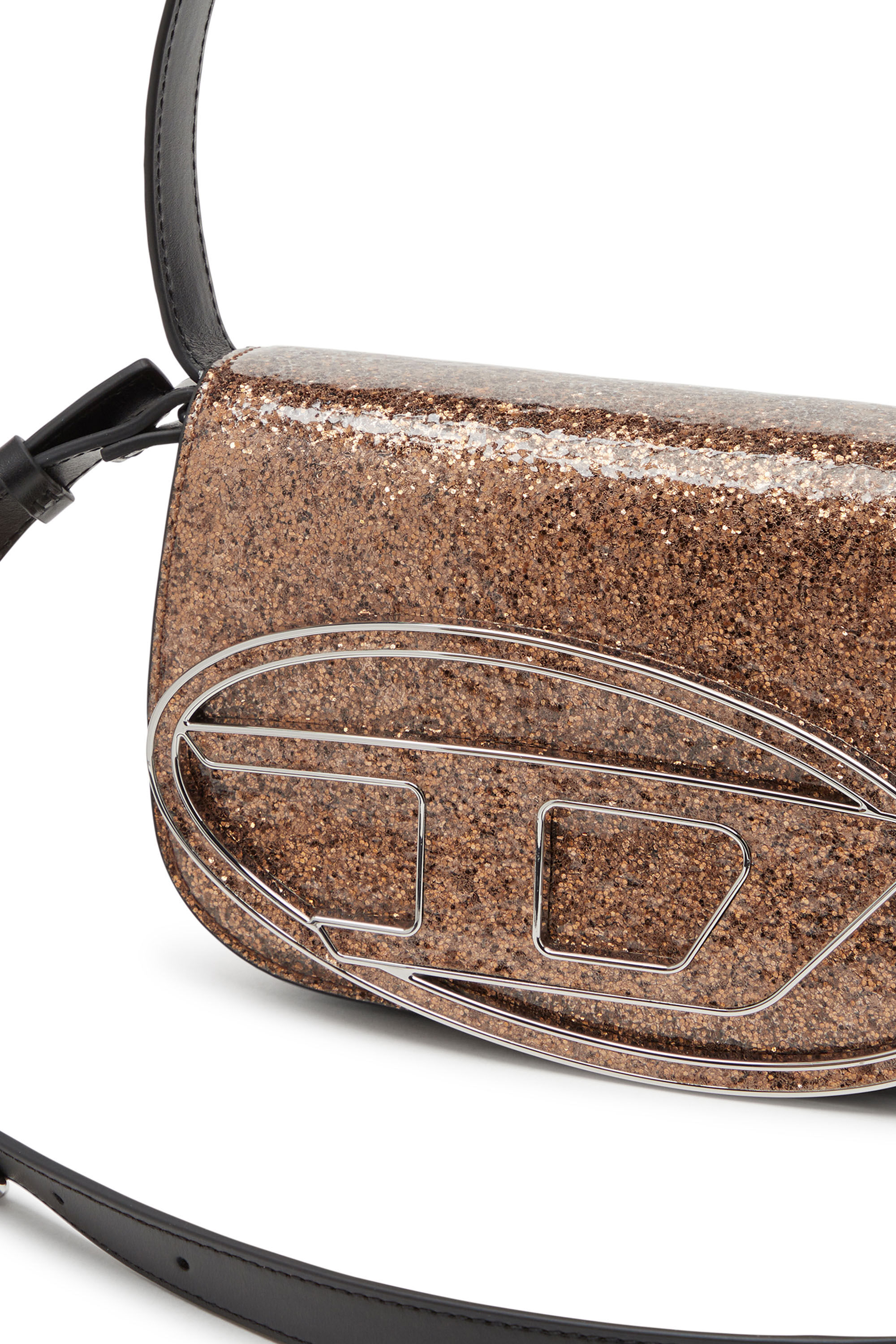 Diesel - 1DR, Woman's 1DR-Iconic shoulder bag with macro glitter in Bronze - 2