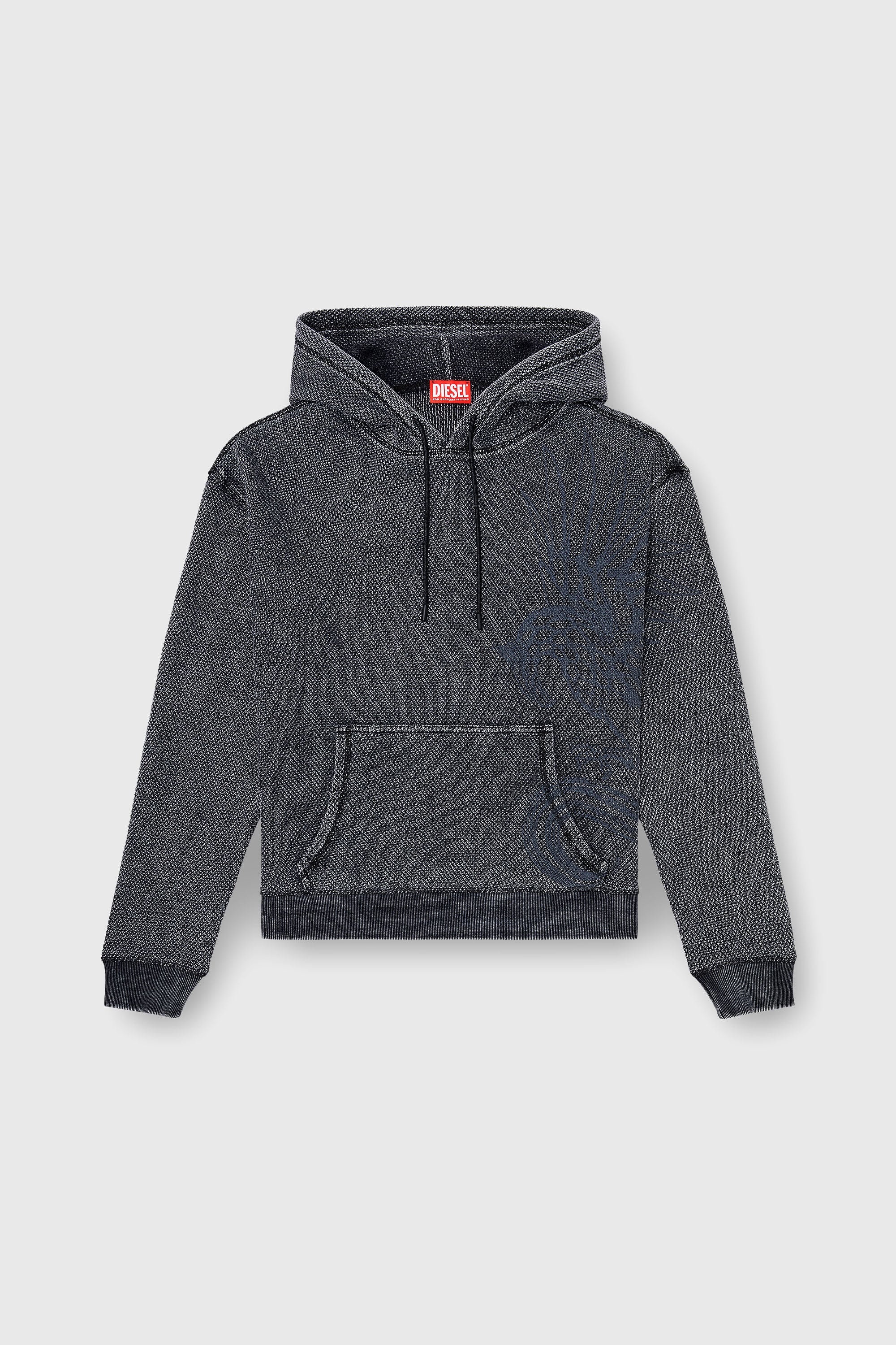 Diesel - S-NORM-HOOD-AA1, Man's Hoodie in textured cotton mesh in Dark grey - 2