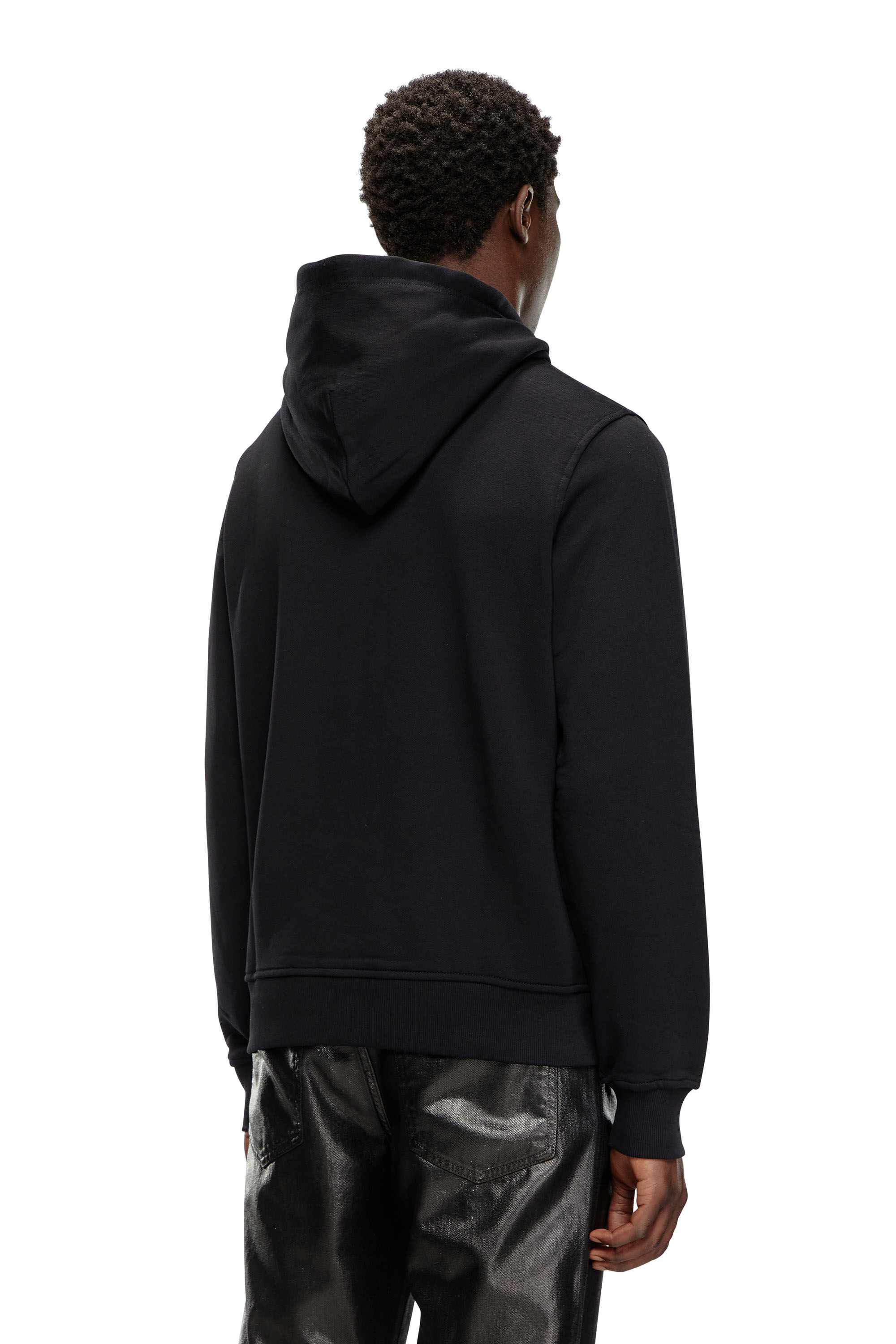 Diesel - S-GINN-HOOD-D, Man's Cotton hoodie with mini D patch in Black - 4