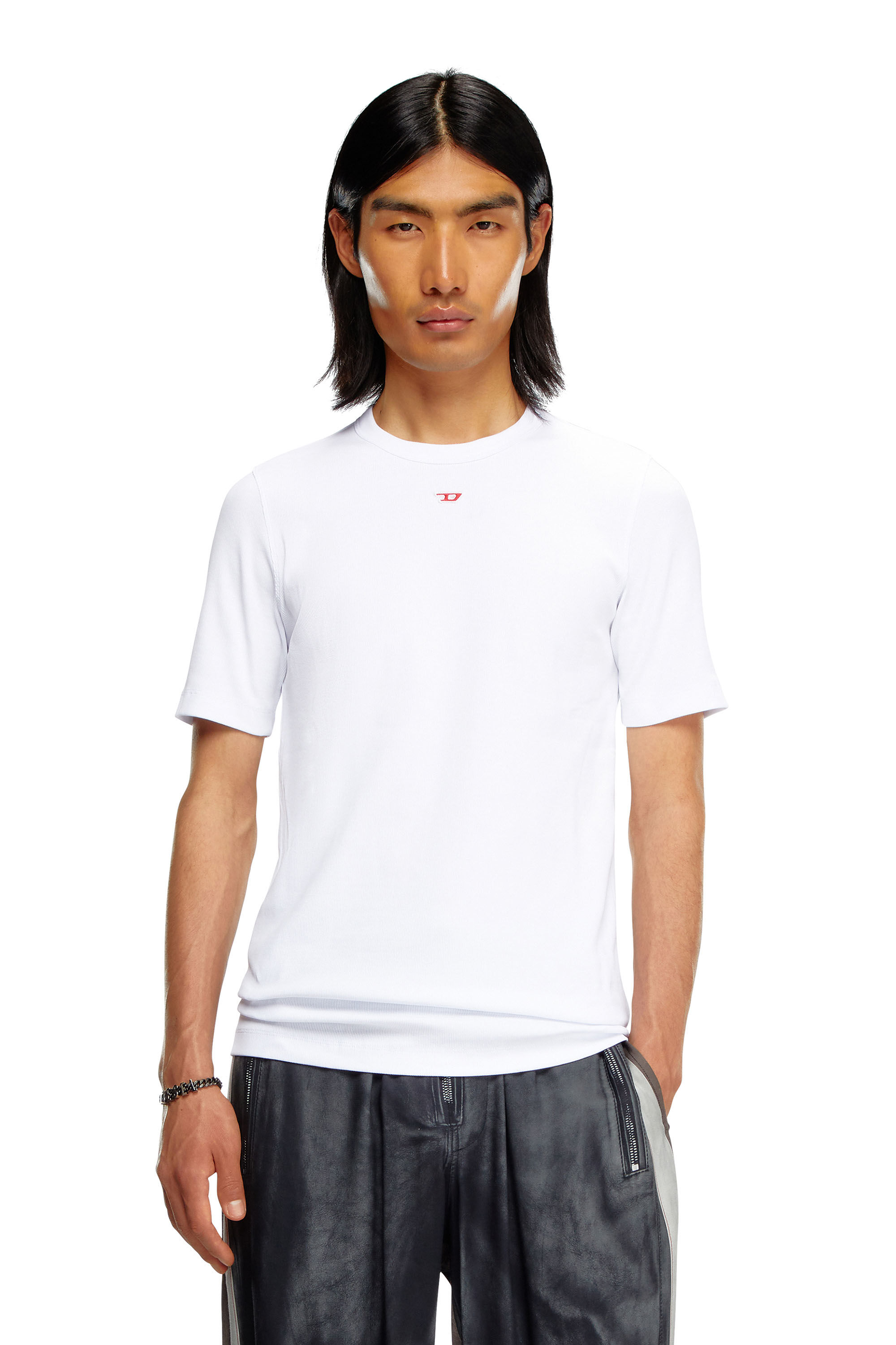 Diesel - D-RIBBER-N, Man's T-shirt with D patch in White - 3