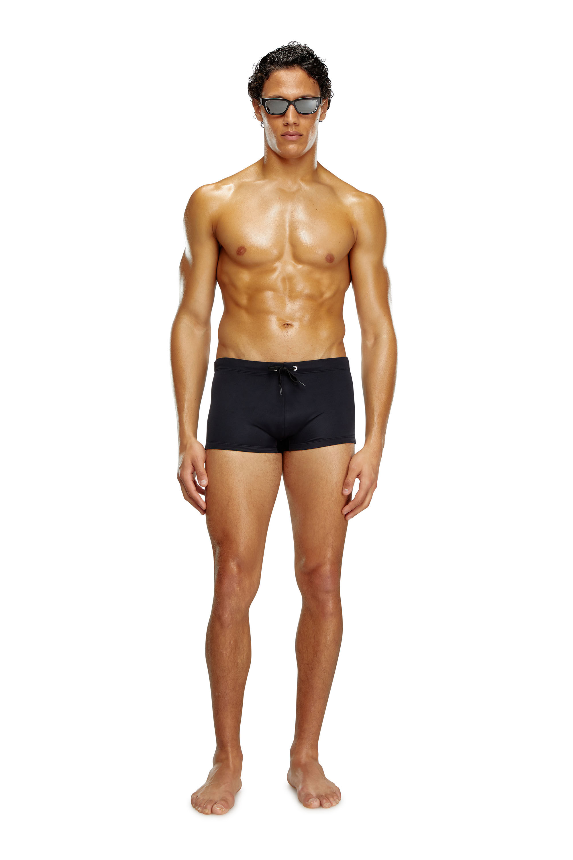 Diesel - BMBX-BRAD, Man's Swim boxer briefs with rear logo print in Black - 2