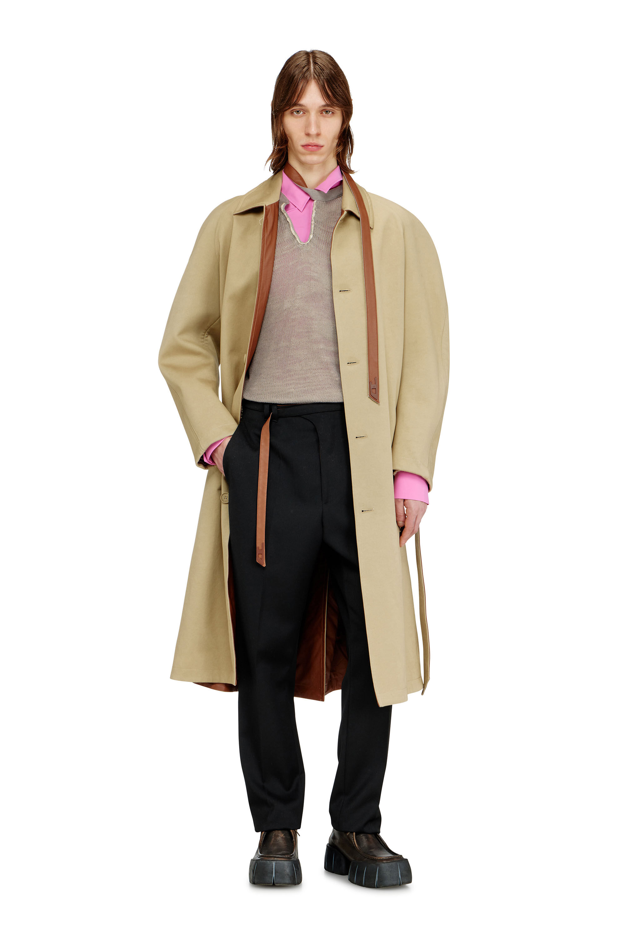 Diesel - P-NEDAR-A, Man's Tailored pants with biker belt strap in Black - 1