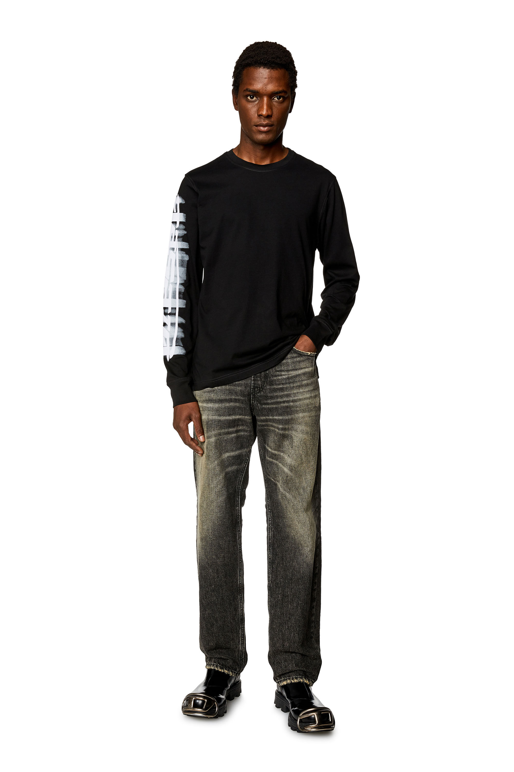 Diesel - T-JUST-LS-SLITS-N2, Black - Image 1