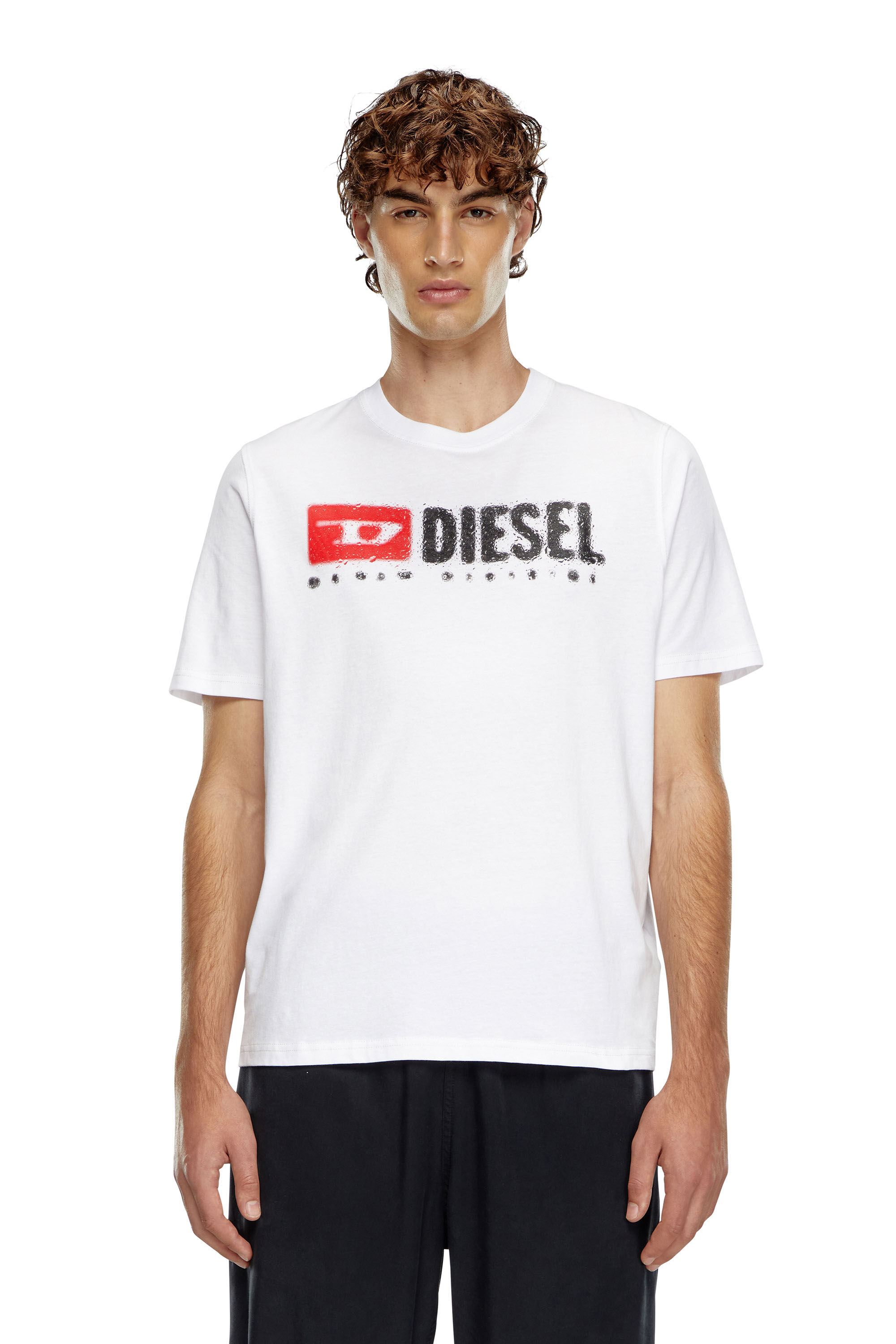 Diesel - T-ADJUST-K14, Man's T-shirt with splashed-effect logo in White - 3