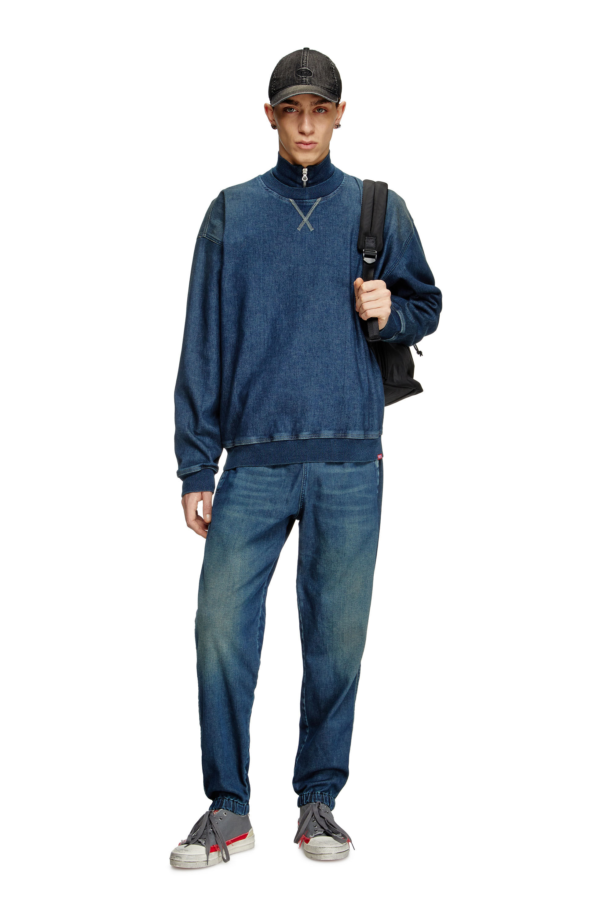 Diesel - D-KRIBY-S TRACK, Unisex's Sweatshirt in Track Denim in Medium blue - 1