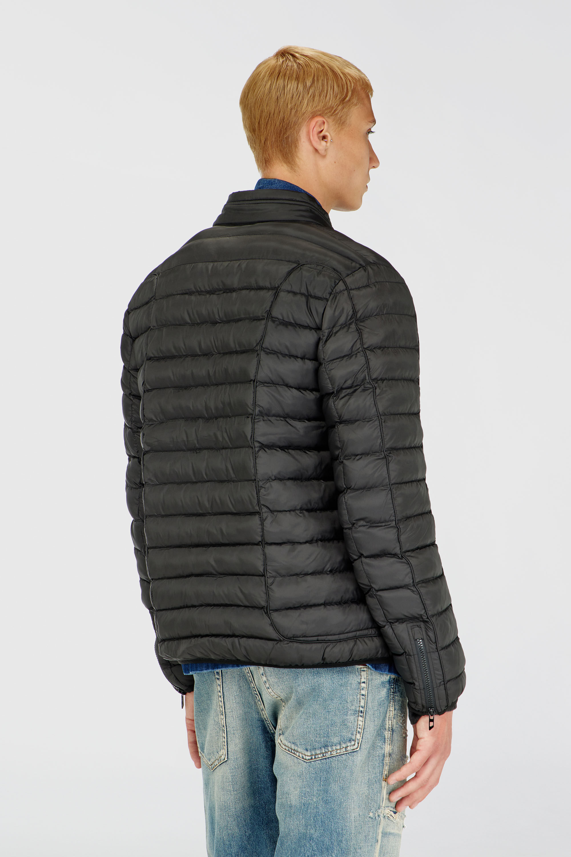 Diesel - W-PILOT, Man's Puffer jacket in light nylon in Black - 4