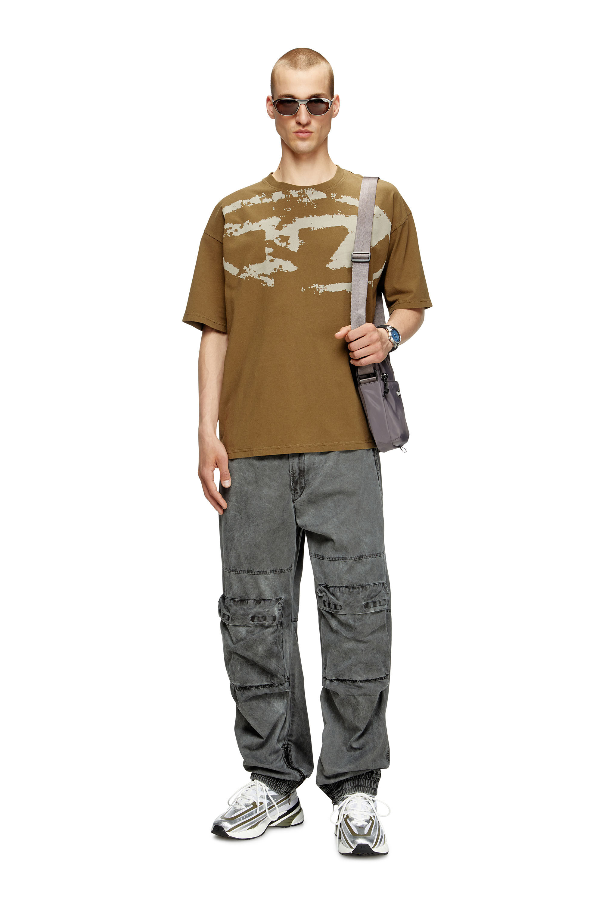 Diesel - T-BOXT-N14, Man's T-shirt with distressed flocked logo in Green - 1