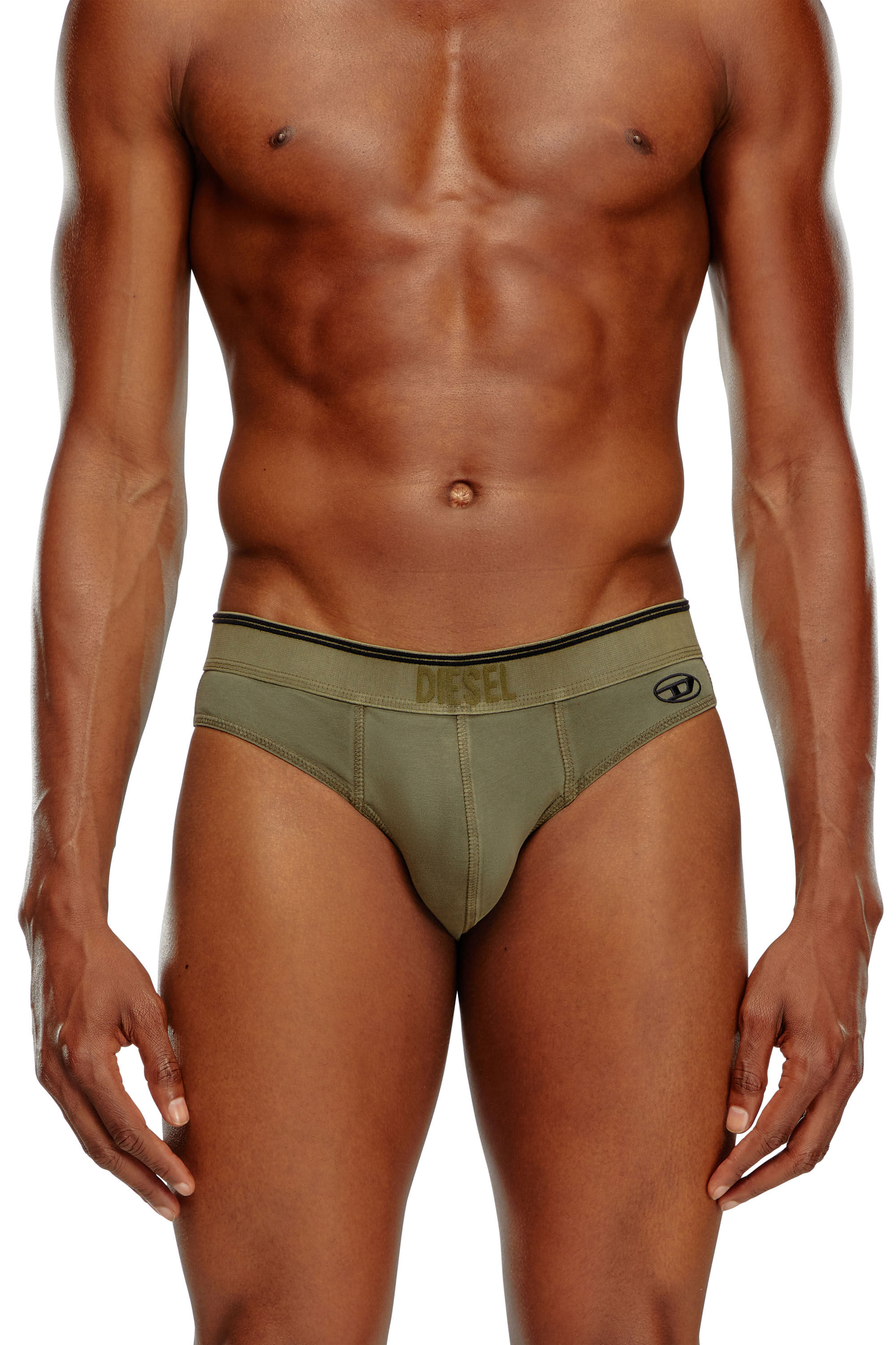 Diesel - UMBR-ANDRETHREEPACK, Man's 3-pack of briefs in stretch cotton in Green/Black - 3