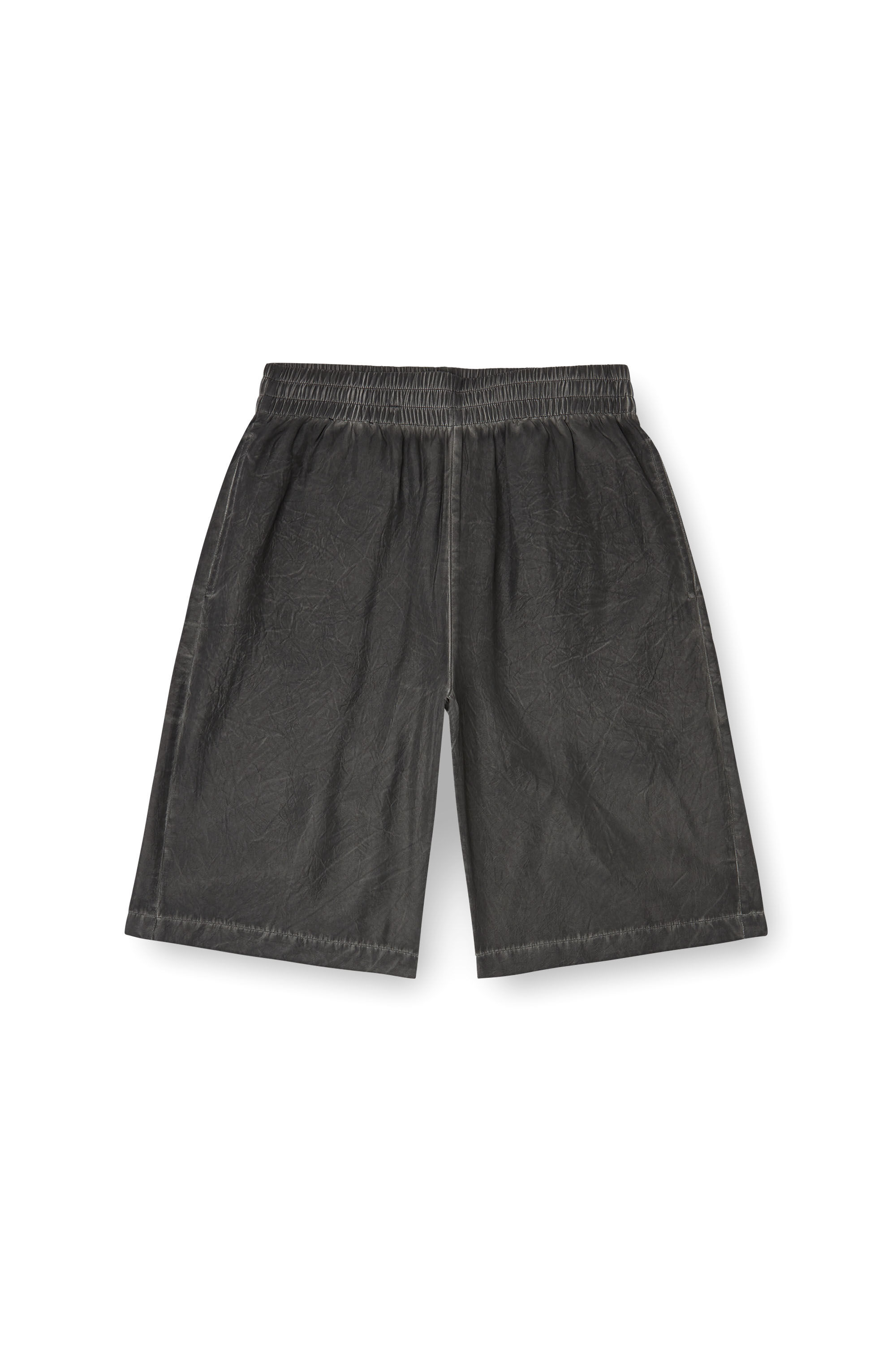 Diesel - P-LEON-SHORT, Unisex's Lightweight shorts with crinkled fade in Black - 2