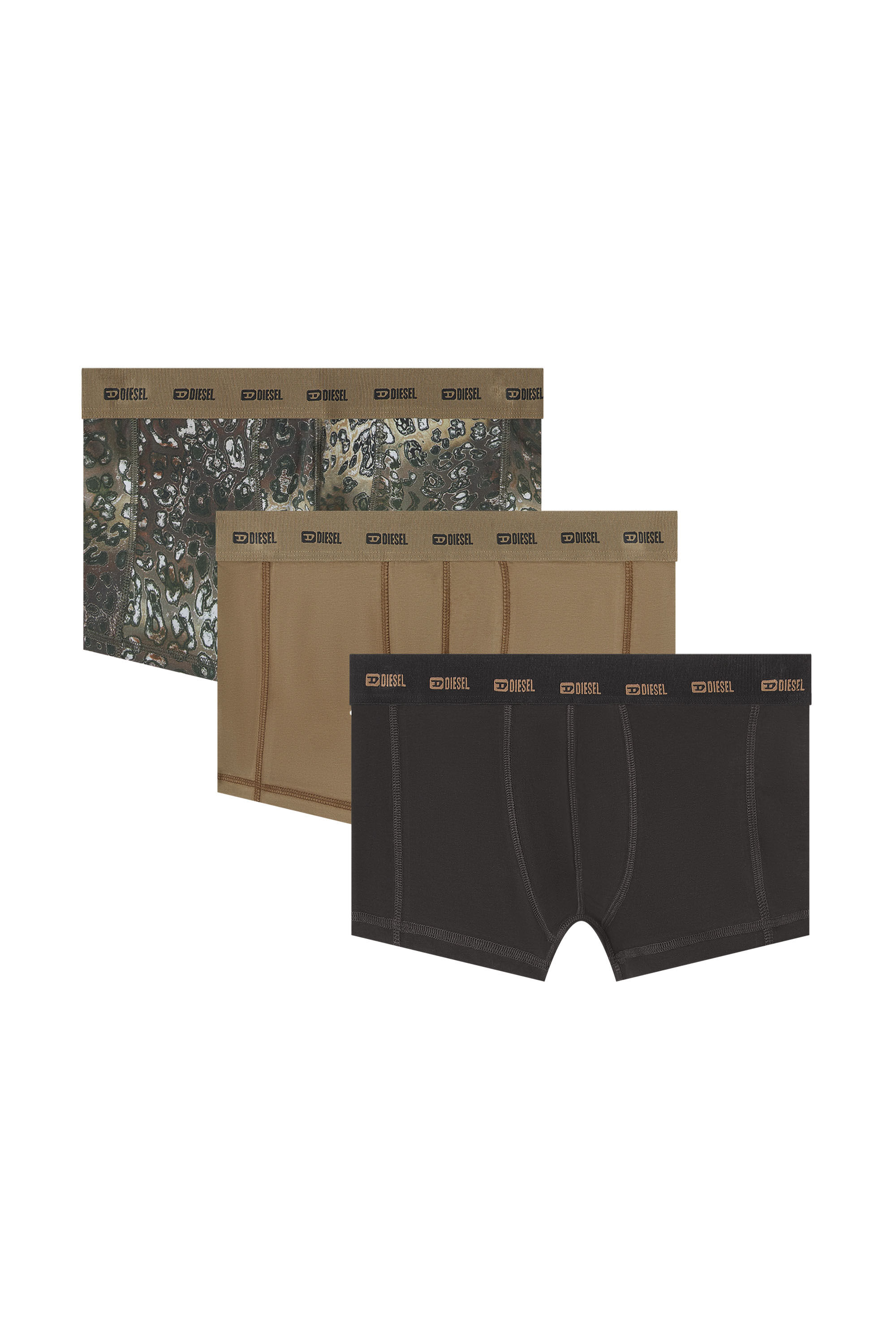 Diesel - DAMIEN-UTLT-3PACK, Man's Three-pack of stretch cotton boxer briefs in Black/Brown - 2