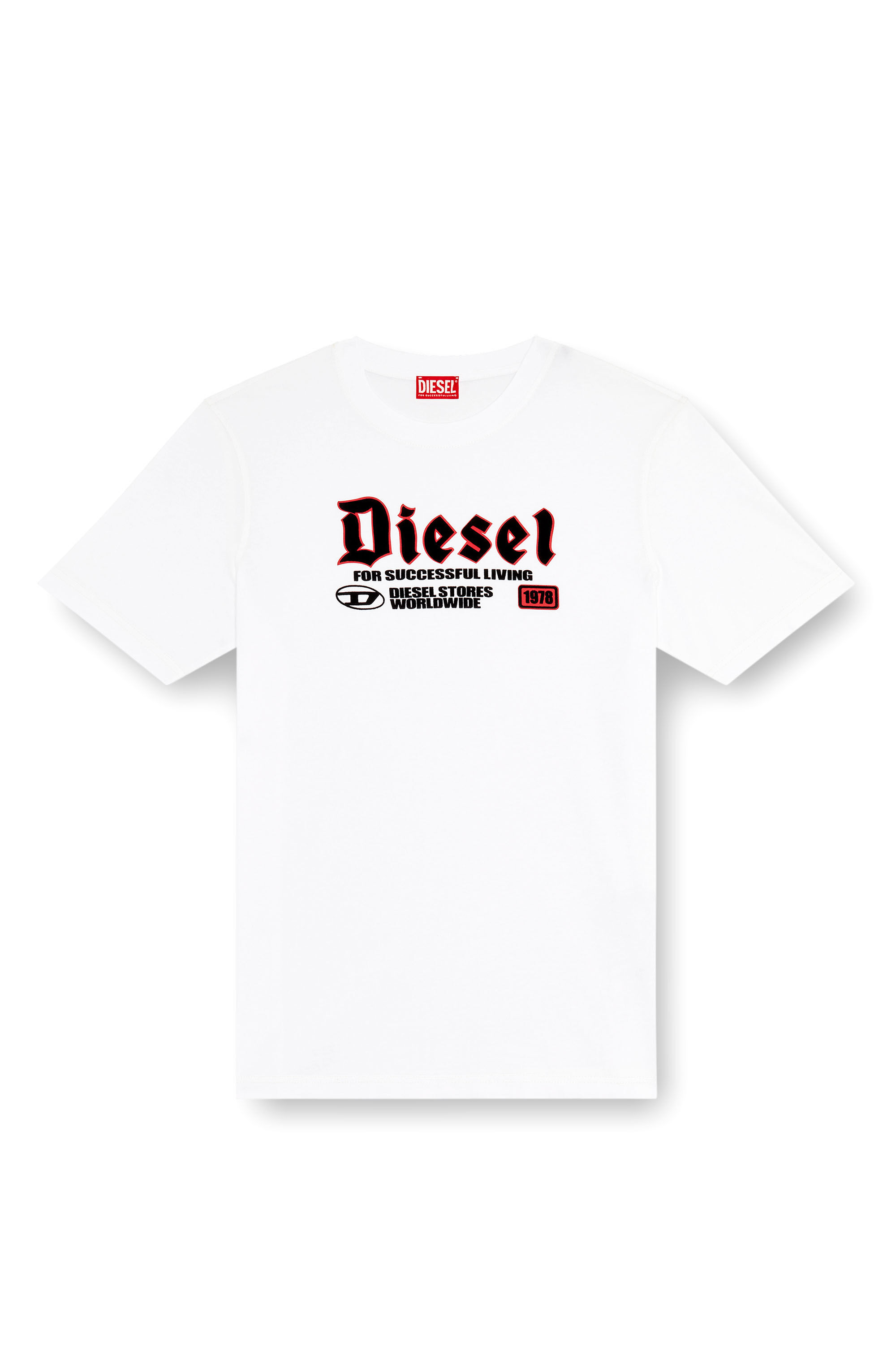 Diesel - T-ADJUST-K1, Man's T-shirt with flocked Diesel print in White - 2