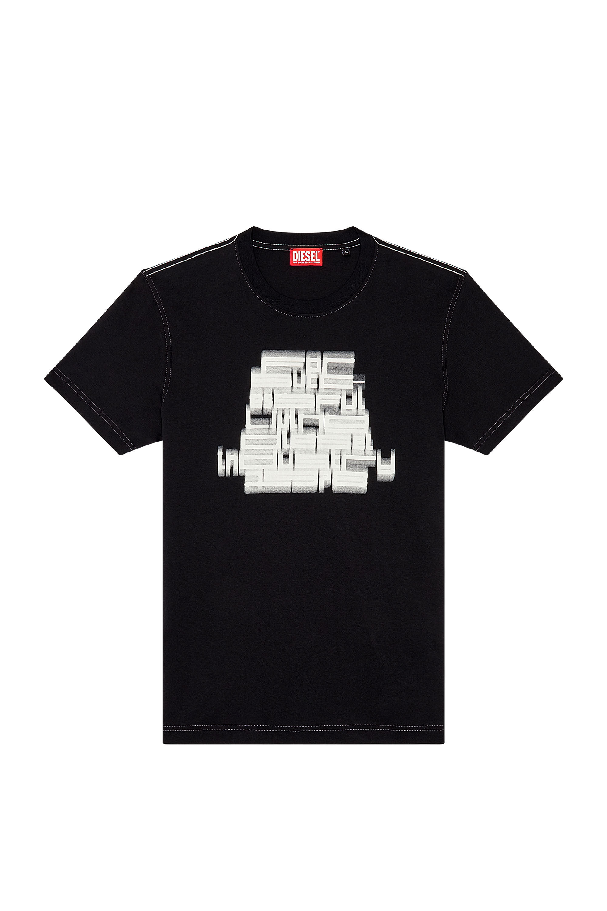 Diesel - T-DIEGOR-N1, Man's T-shirt with blurry For Successful Living print in Black - 2