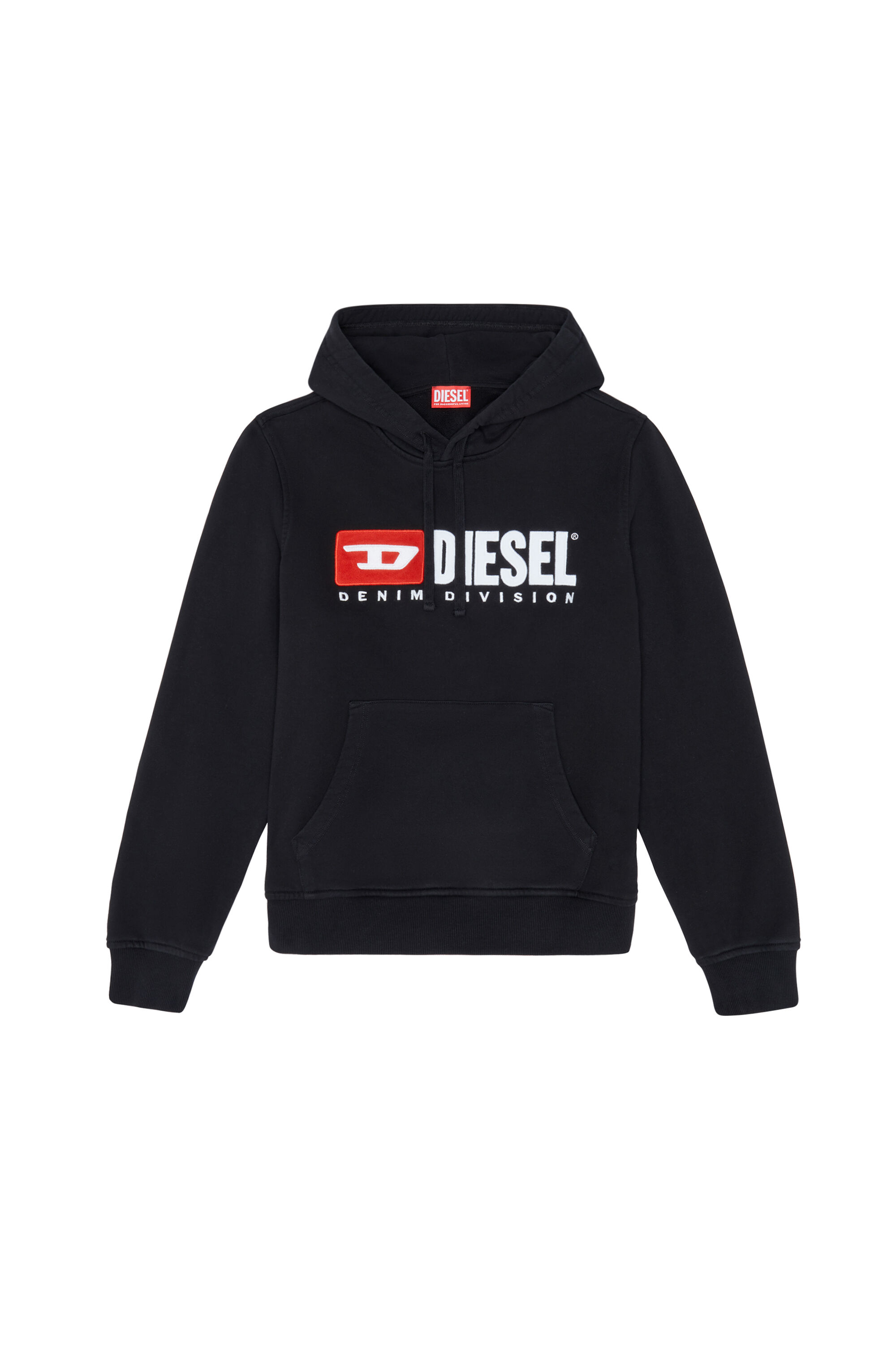 Diesel - S-GINN-HOOD-DIV, Man's Hoodie with logo appliqué in Black - 2