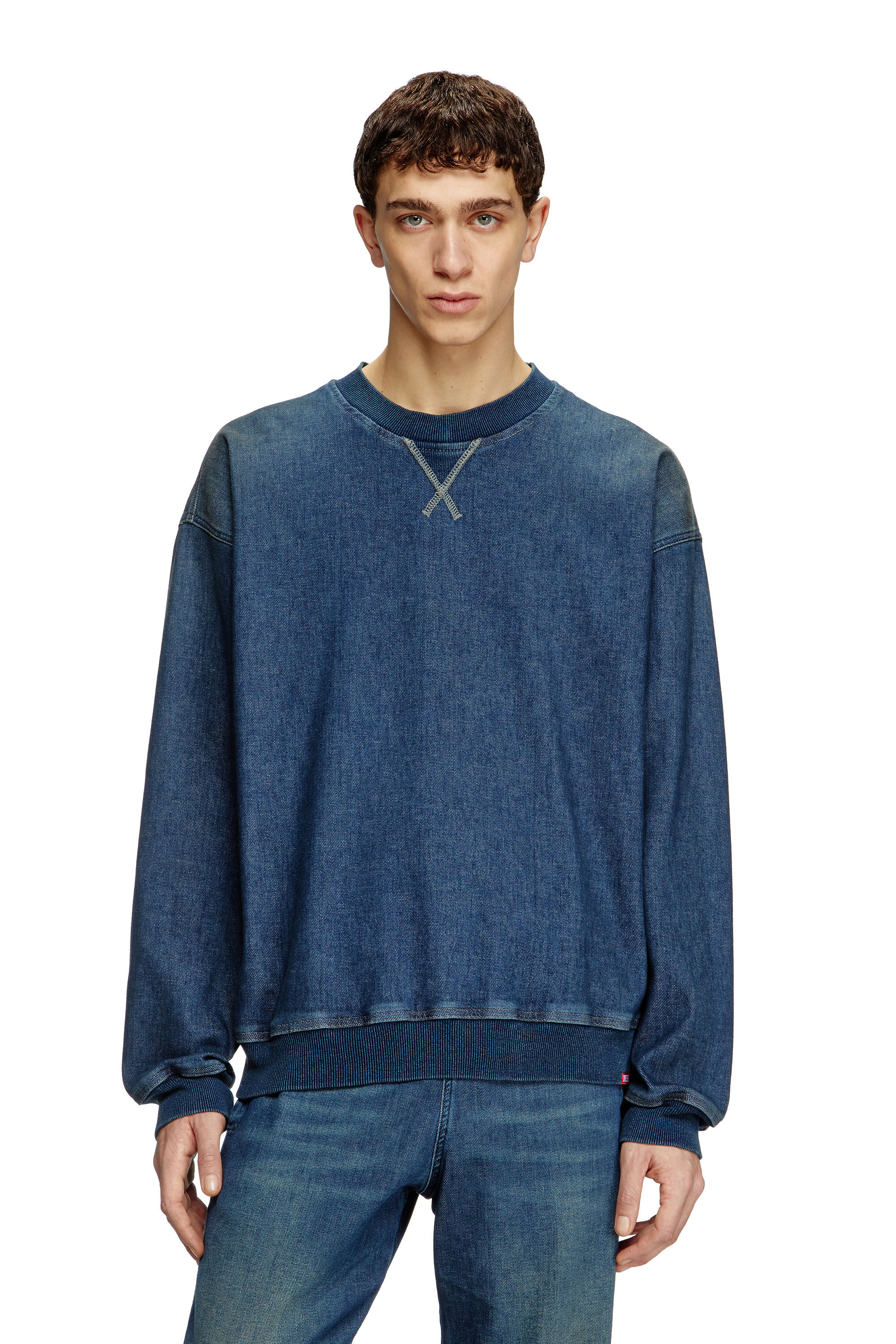 Diesel - D-KRIBY-S TRACK, Unisex's Sweatshirt in Track Denim in Medium blue - 3