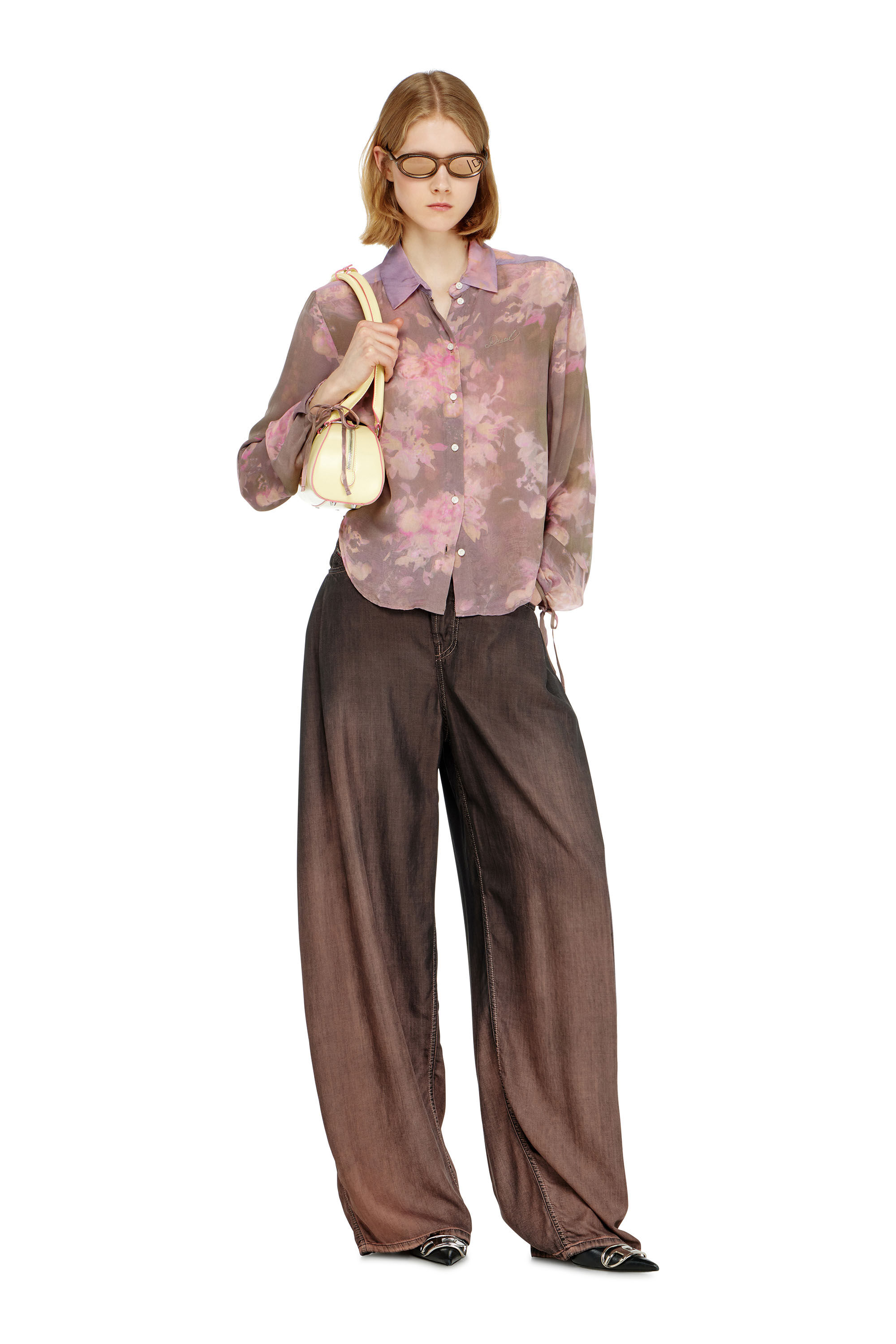 Diesel - C-LEVER, Woman's Chiffon shirt with all-over floral print in null - 1