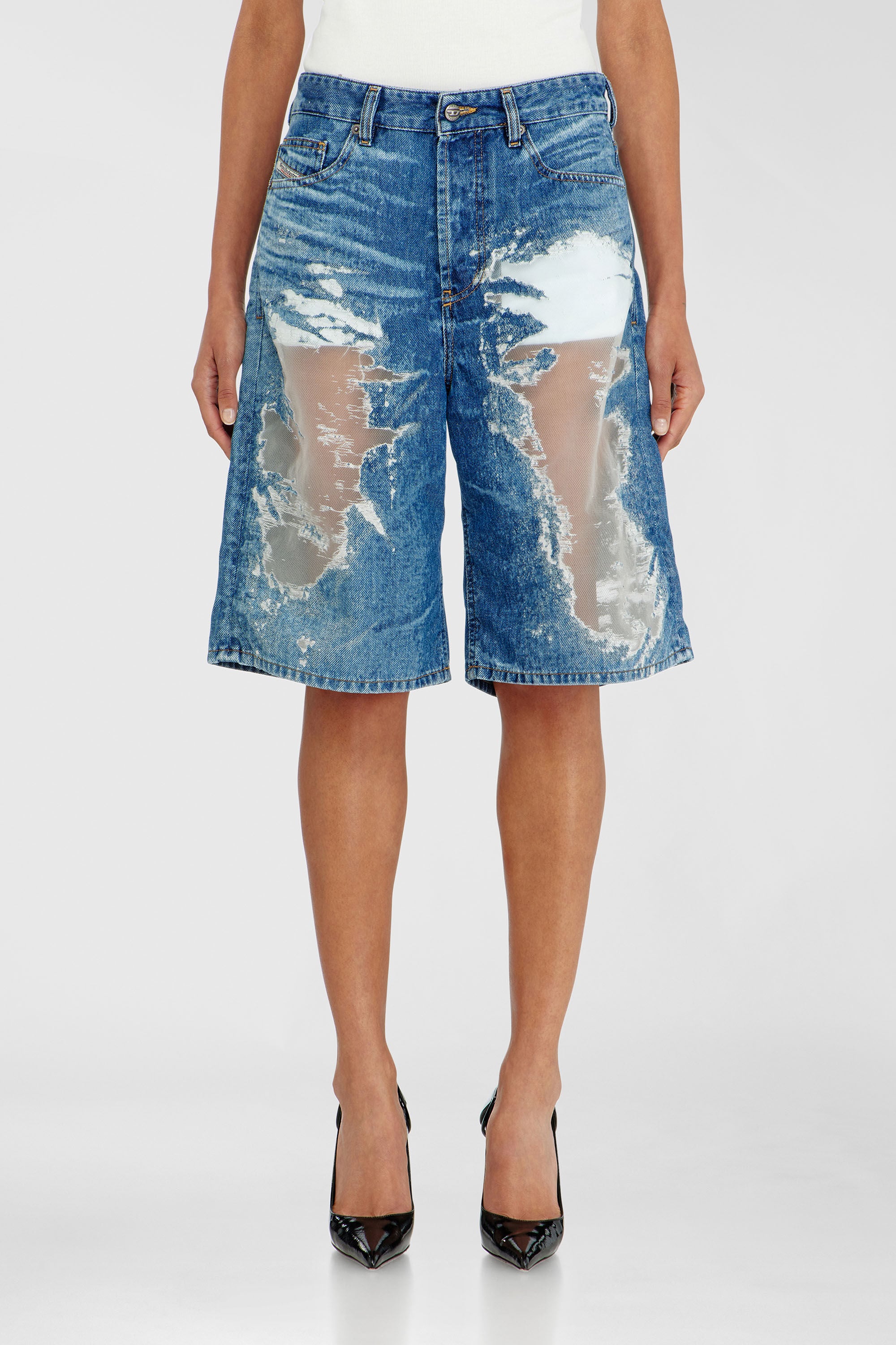Diesel - PR-DE-SIRE-SHORT, Unisex's Shorts in devor&eacute; denim in Medium blue - 5