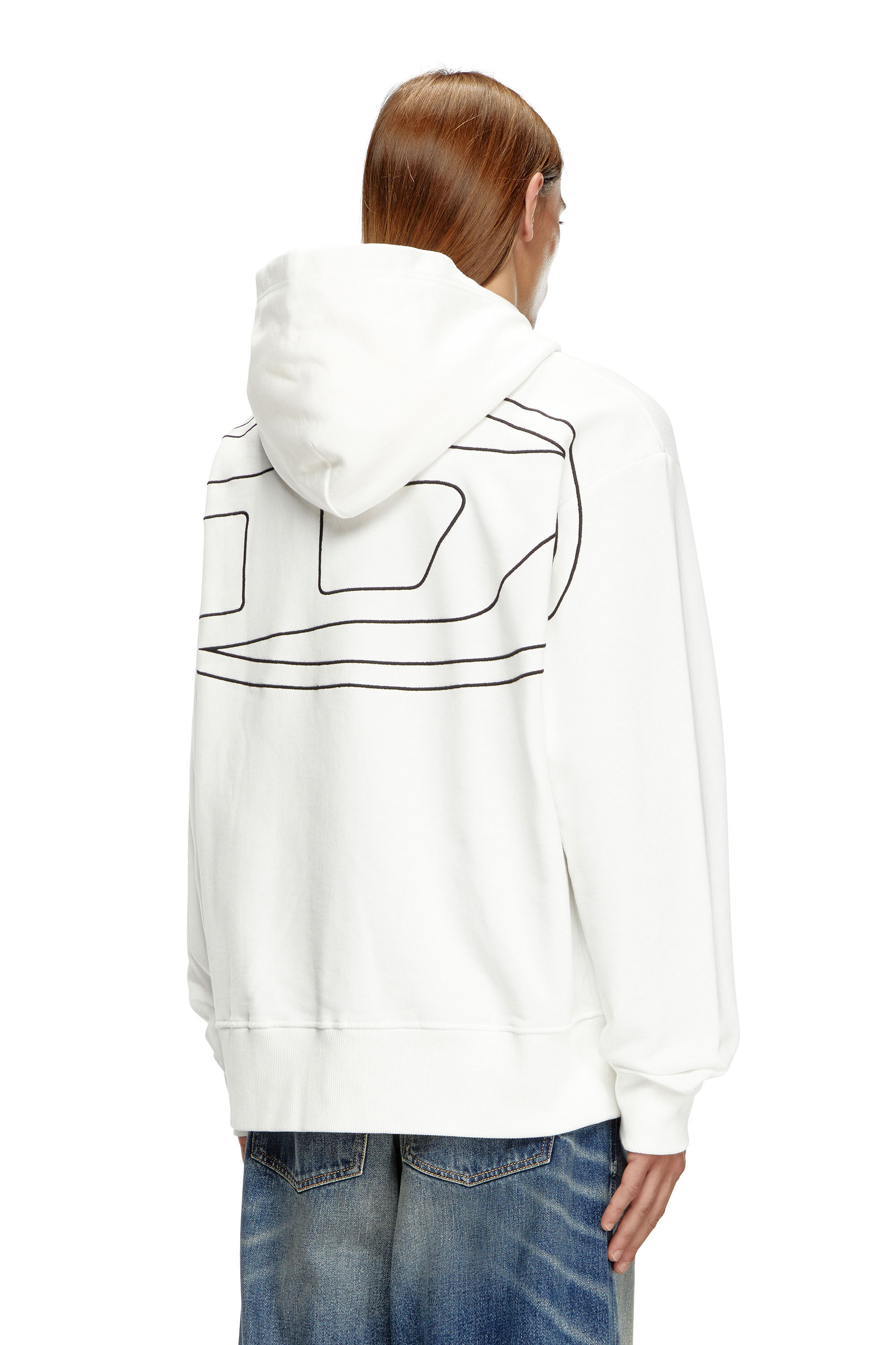 Diesel - S-MACS-HOOD-MEGOVAL-D, Man's Hoodie with logo embroidery in White - 3