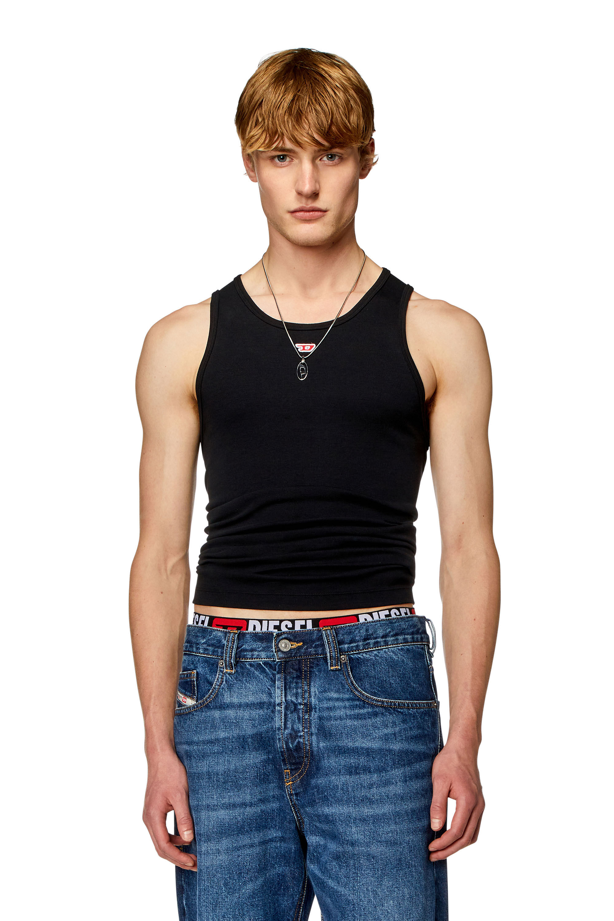 Diesel - T-LIFTY-D, Man's Tank top with mini D logo patch in Black - 3