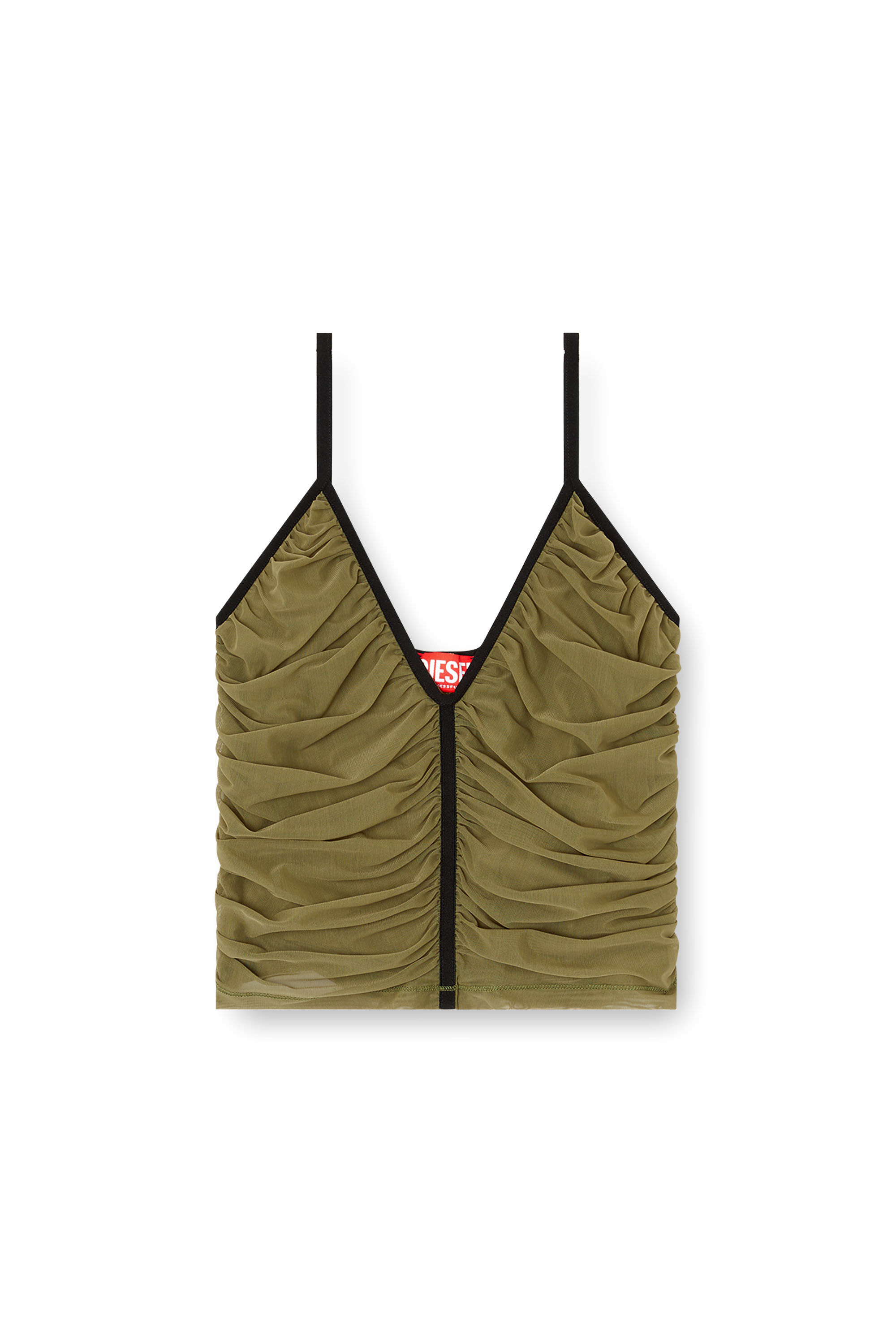 Diesel - T-AIKY, Woman's Gathered strappy top in Olive Green - 2