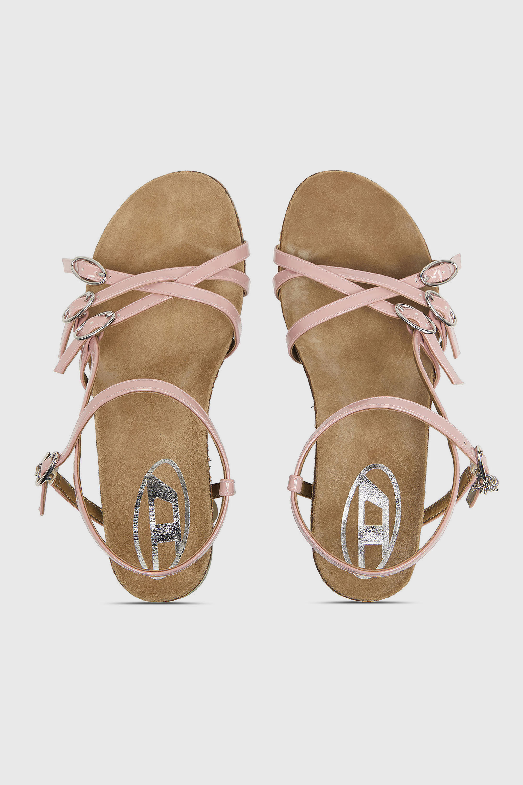 Diesel - D-WOODSTOCK 105 SANDAL, Woman's D-Woodstock-Strappy platform sandals in glossy PU in Pink/White - 4