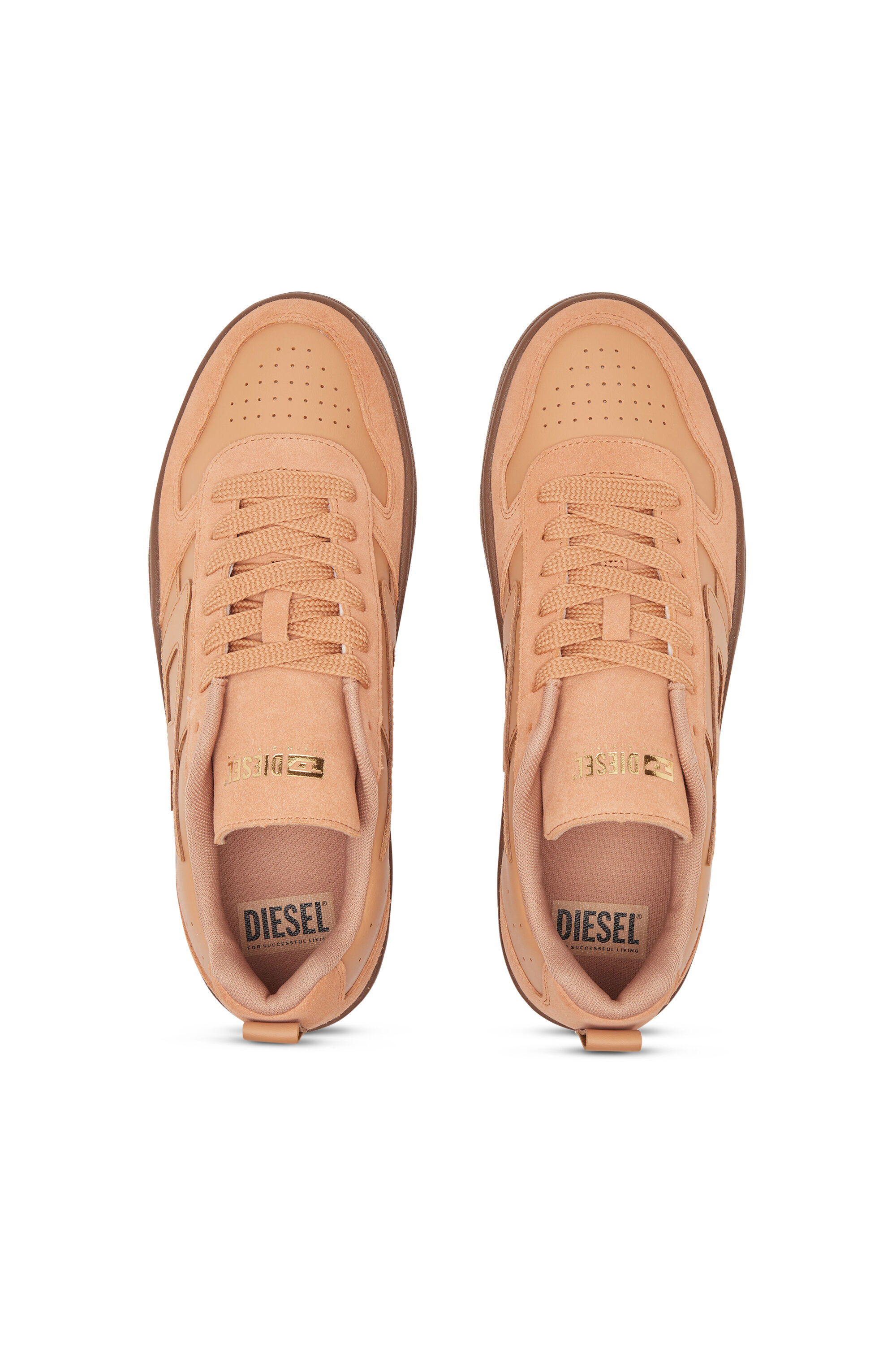 Diesel - S-UKIYO V2 LOW, Man's S-Ukiyo-Sneakers in leather and suede in Light Brown - 4