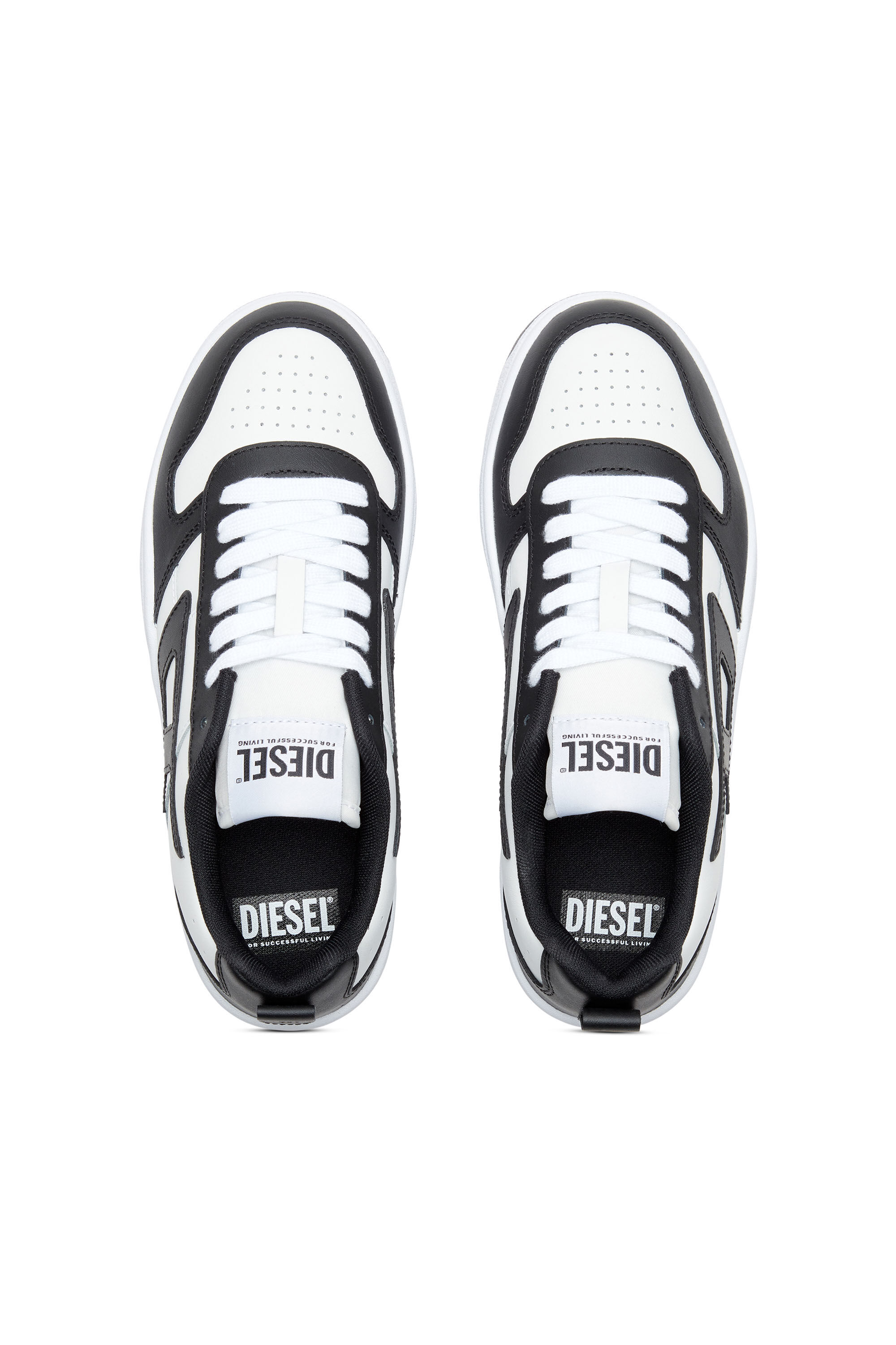 Diesel - S-UKIYO V2 LOW, Man's S-Ukiyo Low-Low-top sneakers in leather and nylon in Black/White - 4