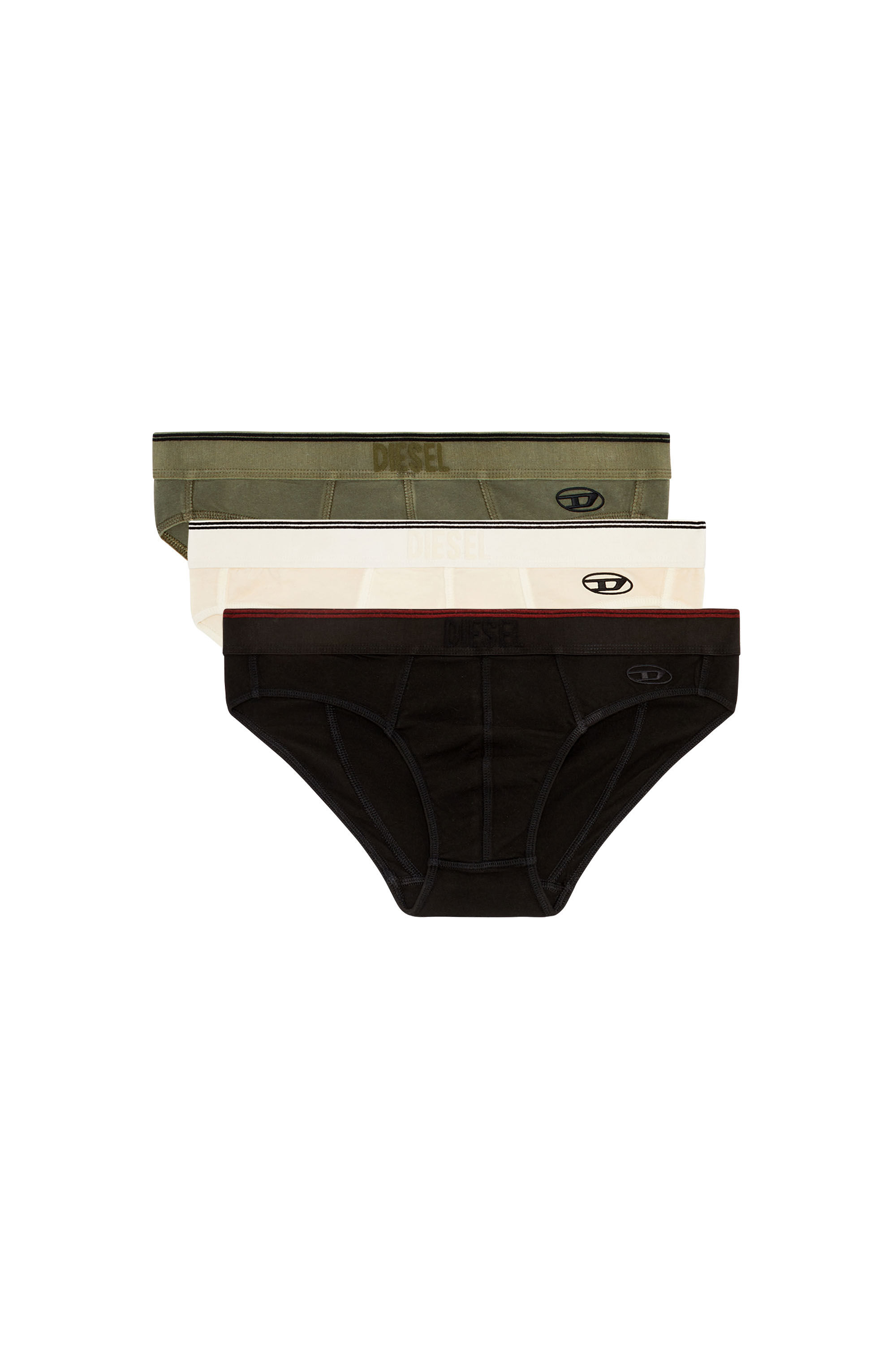 Diesel - UMBR-ANDRETHREEPACK, Man's 3-pack of briefs in stretch cotton in Green/Black - 2