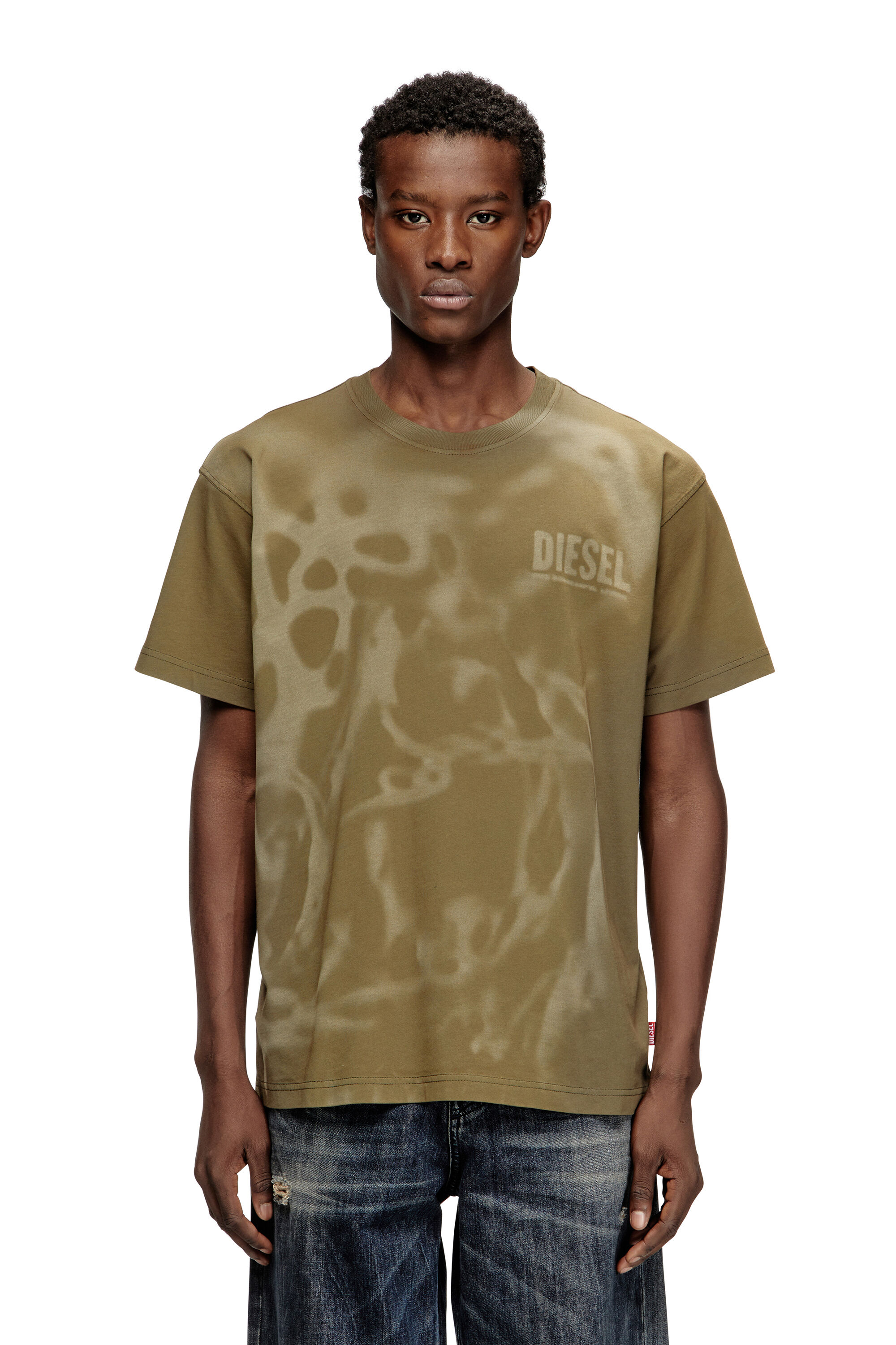 Diesel - T-NORM-V7, Man's Cotton T-shirt with laser print in Beige - 3