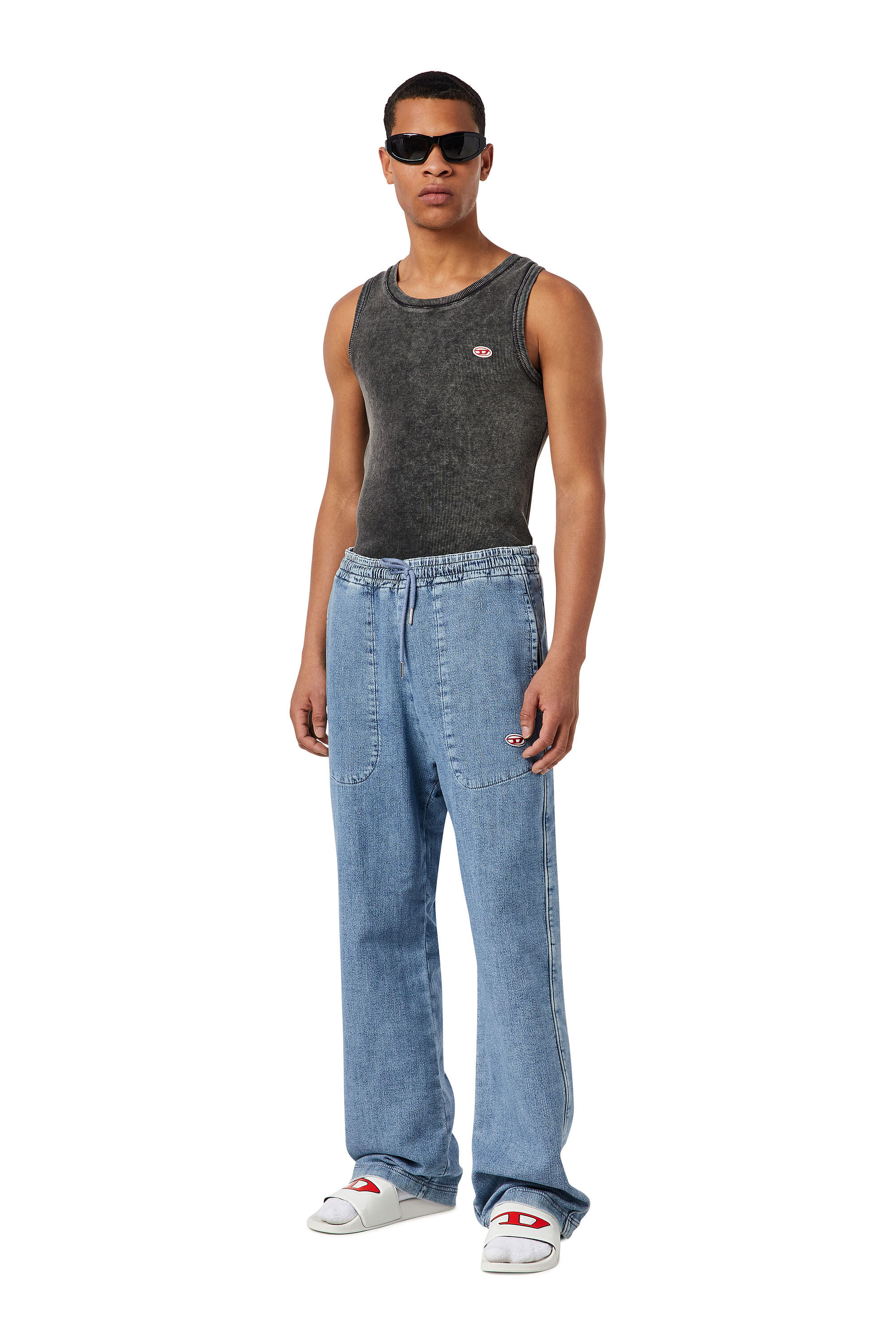 Diesel - Straight D-Martians Track Denim 09D01, Light Blue - Image 1